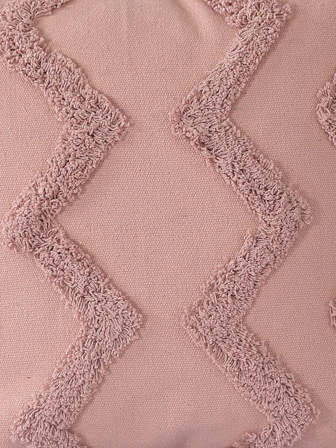 Pink Tufted Cushion Cover | 45x45cm Cotton | Handmade with Tassels | Boho Home Decor-2