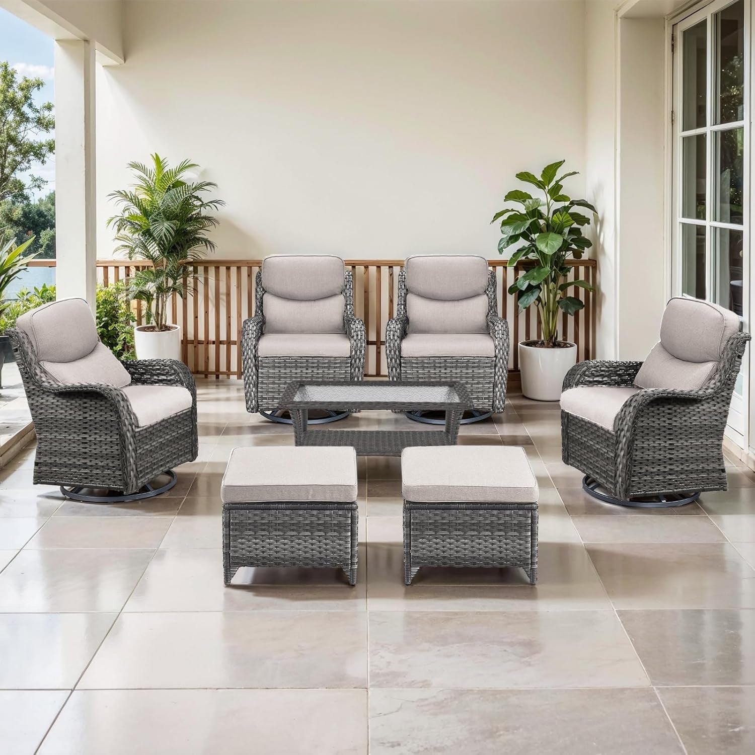 Swivel Rocker Patio Chairs Set with Cozy Coffee Table