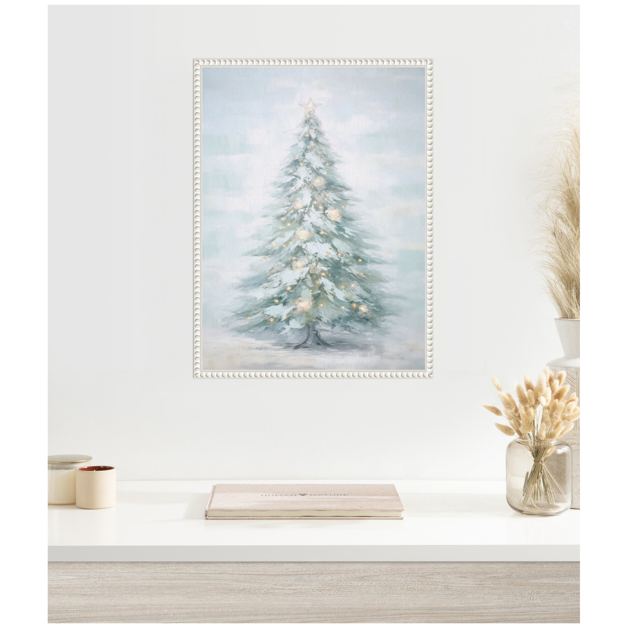 Sylvie Beaded Pastel Tree Framed Canvas by The Creative Bunch Studio