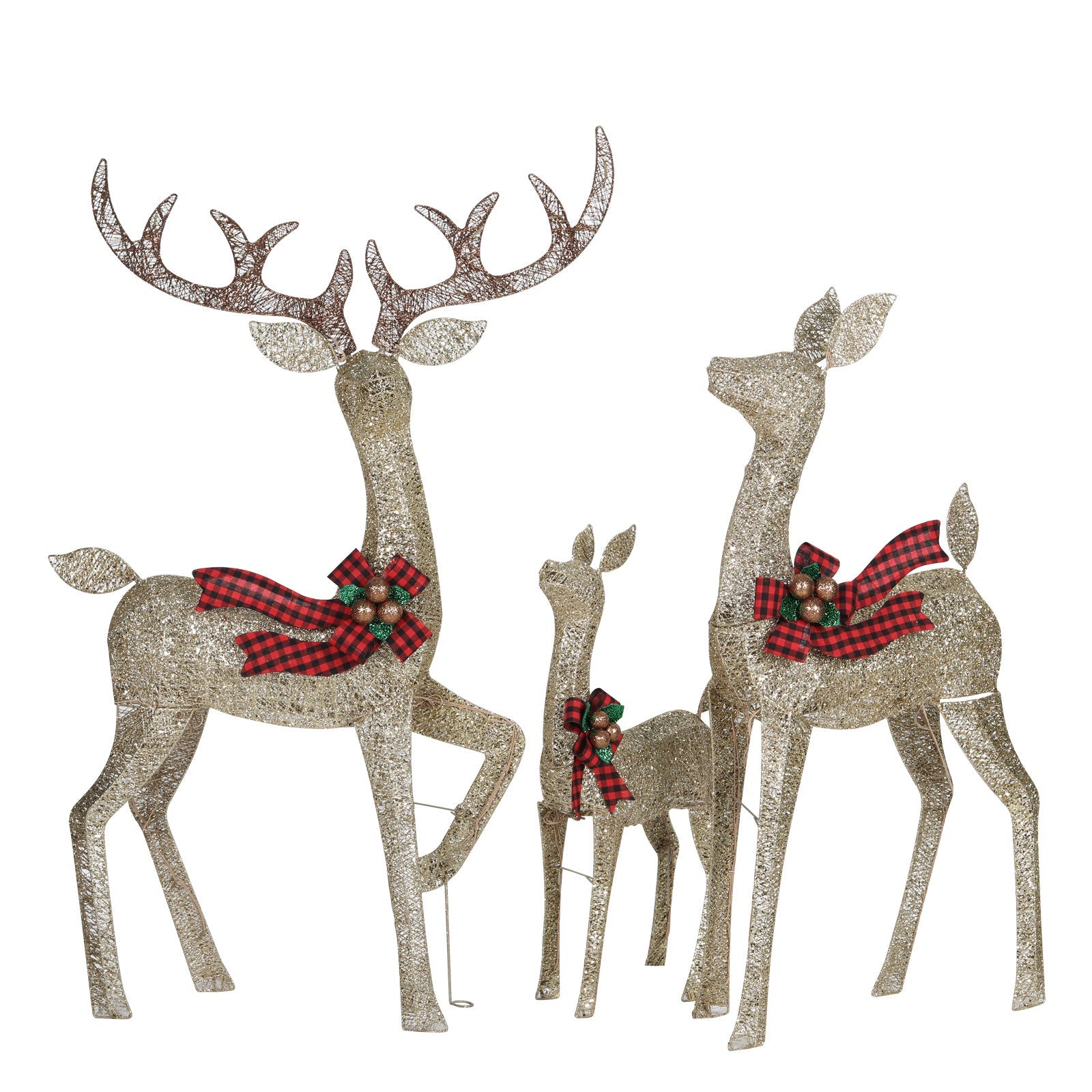 3-Piece Large Lighted Christmas Golden Reindeer Family Set-0