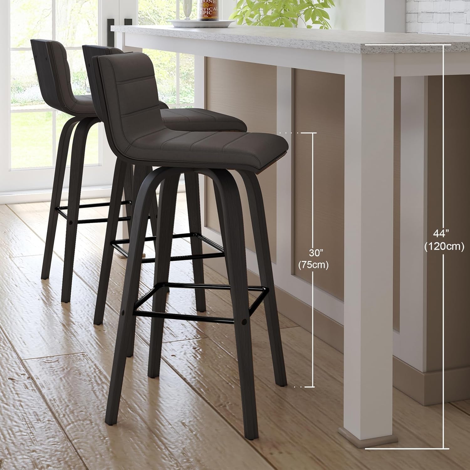 Vienna 30 Inch Bar Height Bar Stool Grey And Black