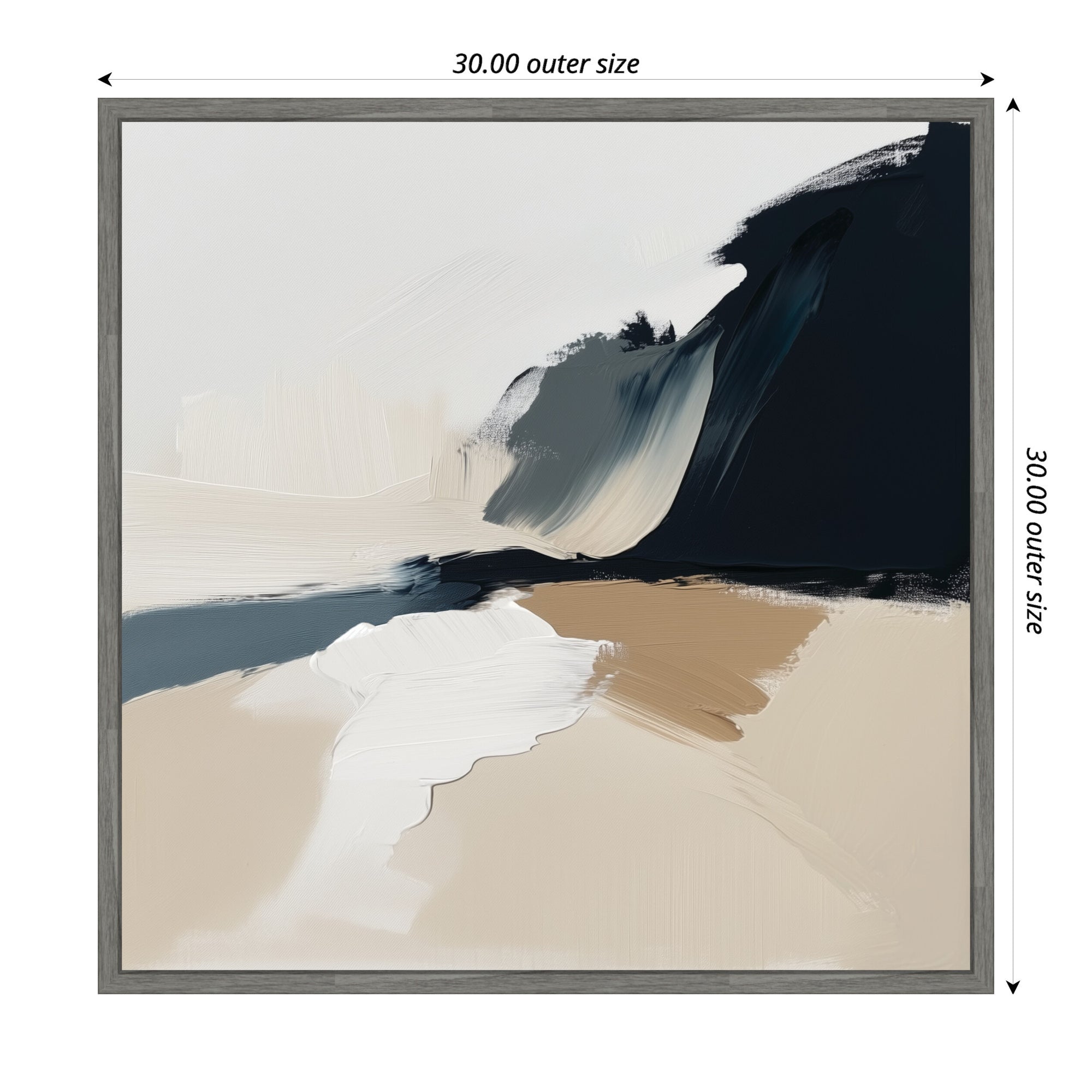 Sylvie Coastal Sand Modern Abstract Landscape II Framed Canvas by The Creative Bunch Studio