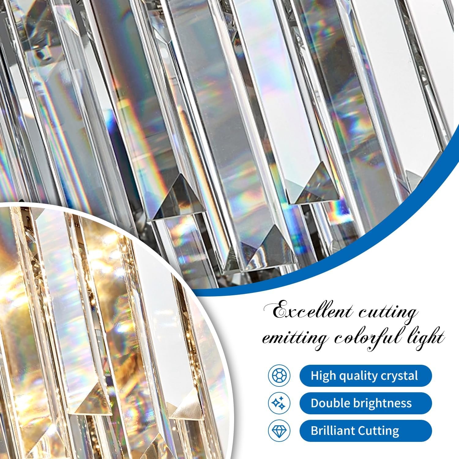 Crystal Chandelier Modern Semi Flush Ceiling Light Silver-4