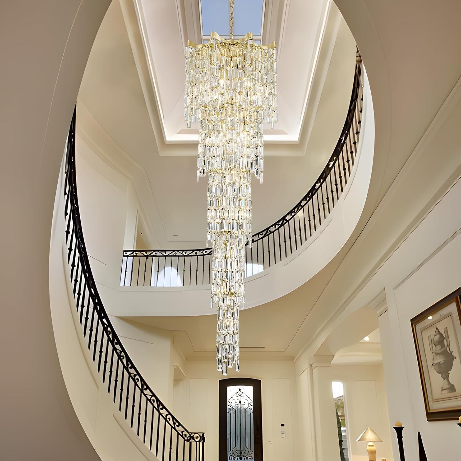 Seventy Nine Inch Gold Crystal Chandelier With K9 Crystals-1