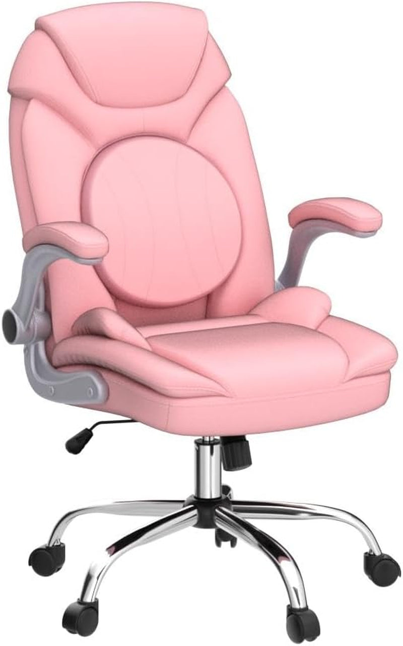 Pink Ergonomic Office Chair With Adjustable Lumbar Support