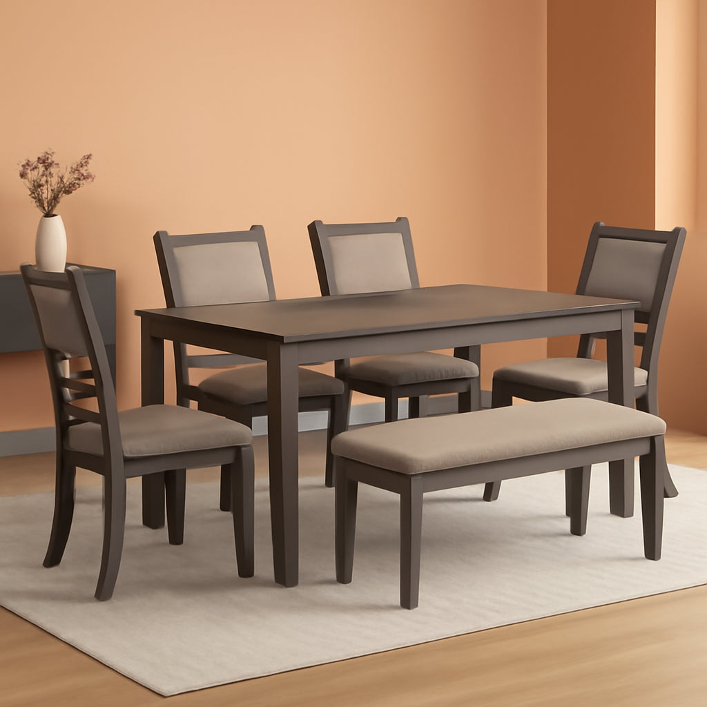 Diamond Patterned Dining Table Set Gray Walnut Stain