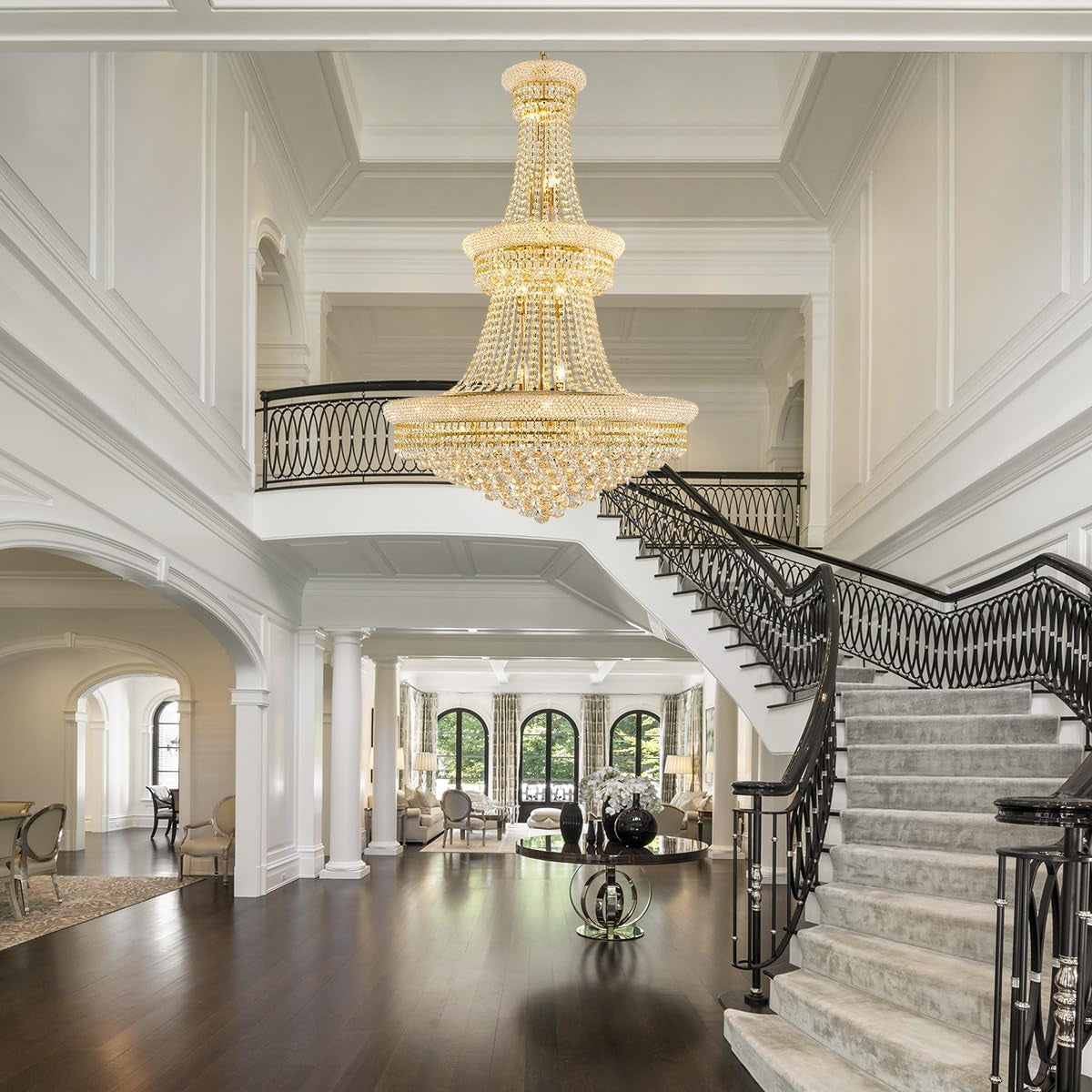 Radiant Golden Crystal Chandelier For Large Entrance-4