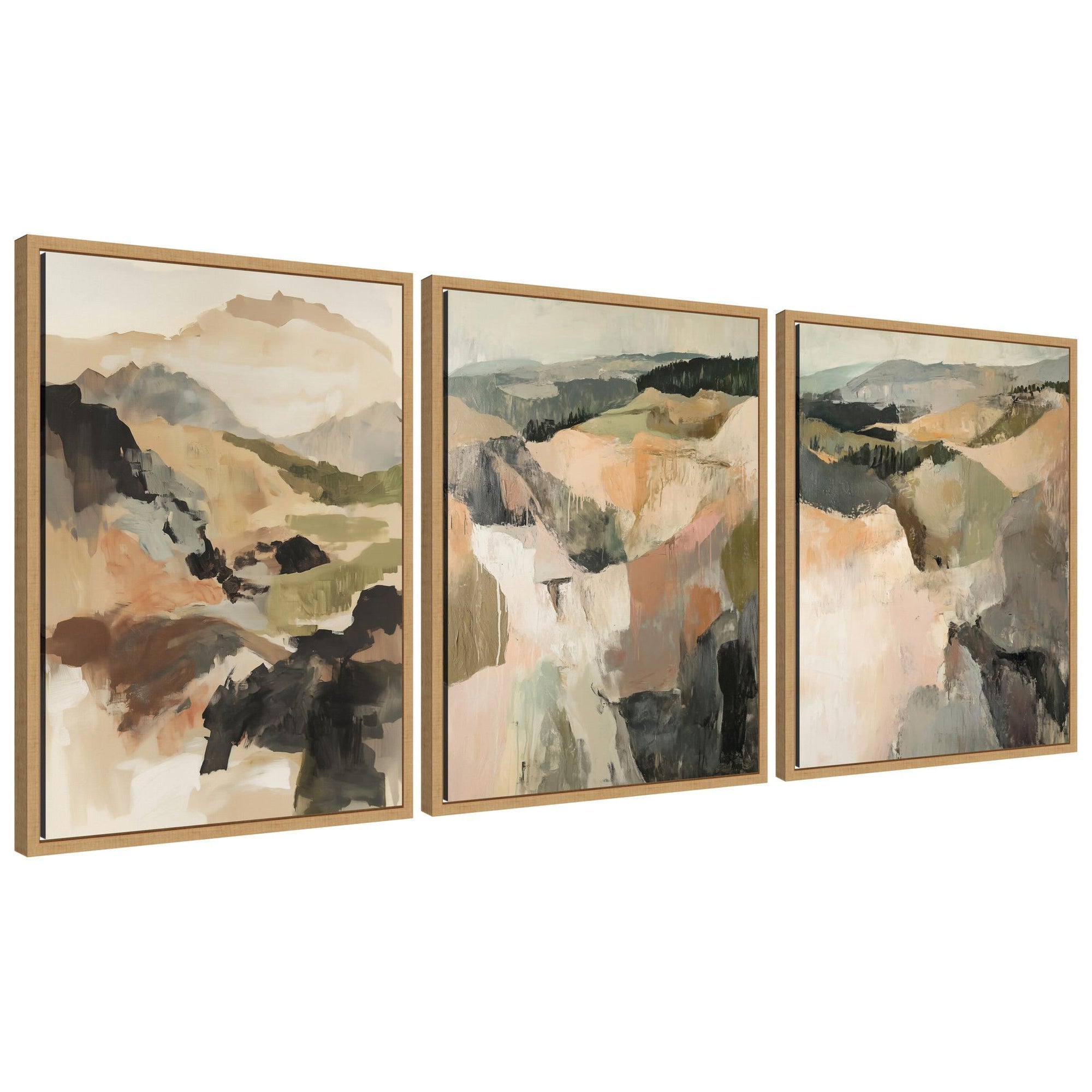 Sylvie Tonal Mountains - 3 Piece Framed Canvas Art Set by Amy Lighthall