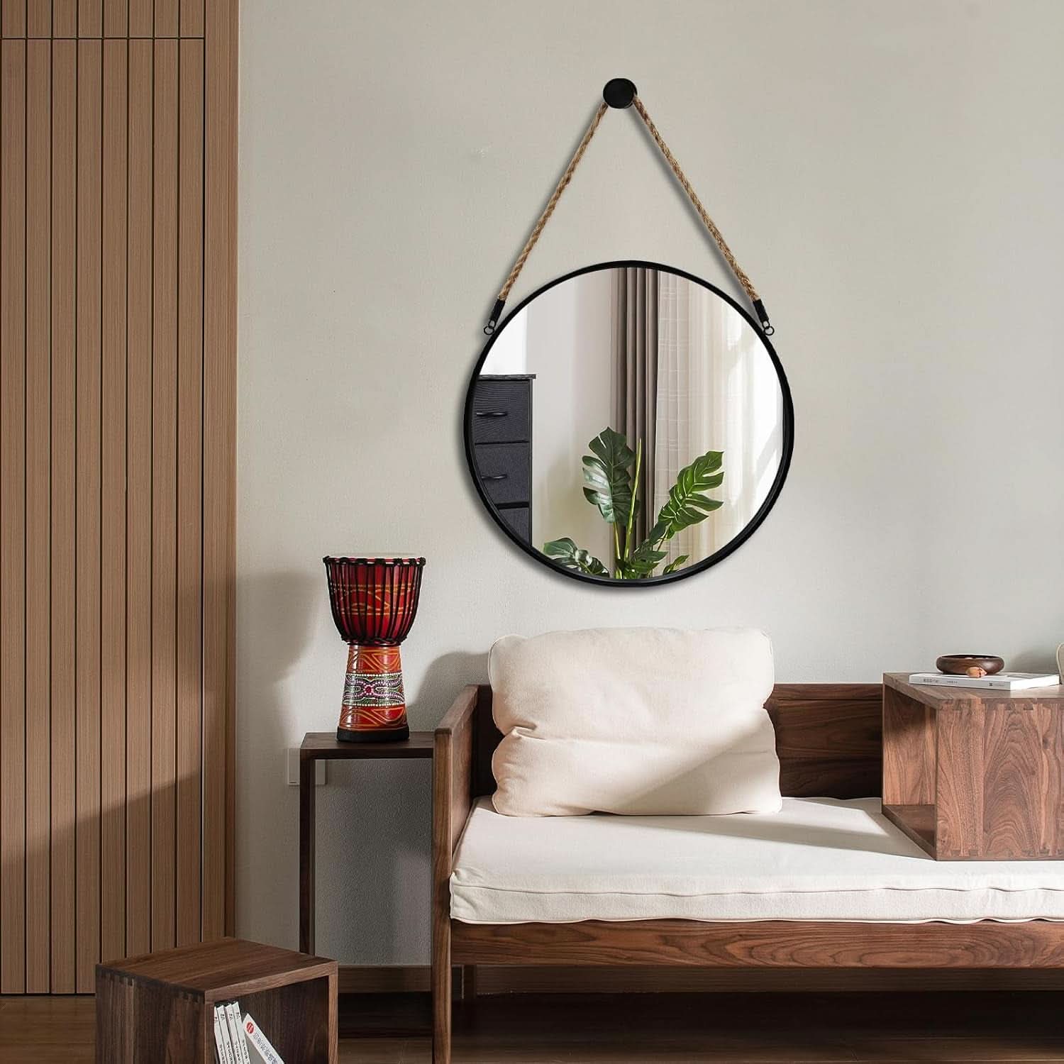 20 Inch Round Hanging Mirror Wall Mounted Classic