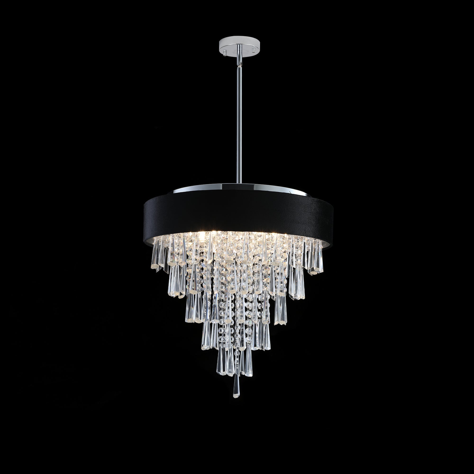 18-inch Modern Crystal Chandelier with Black Velvet Shade