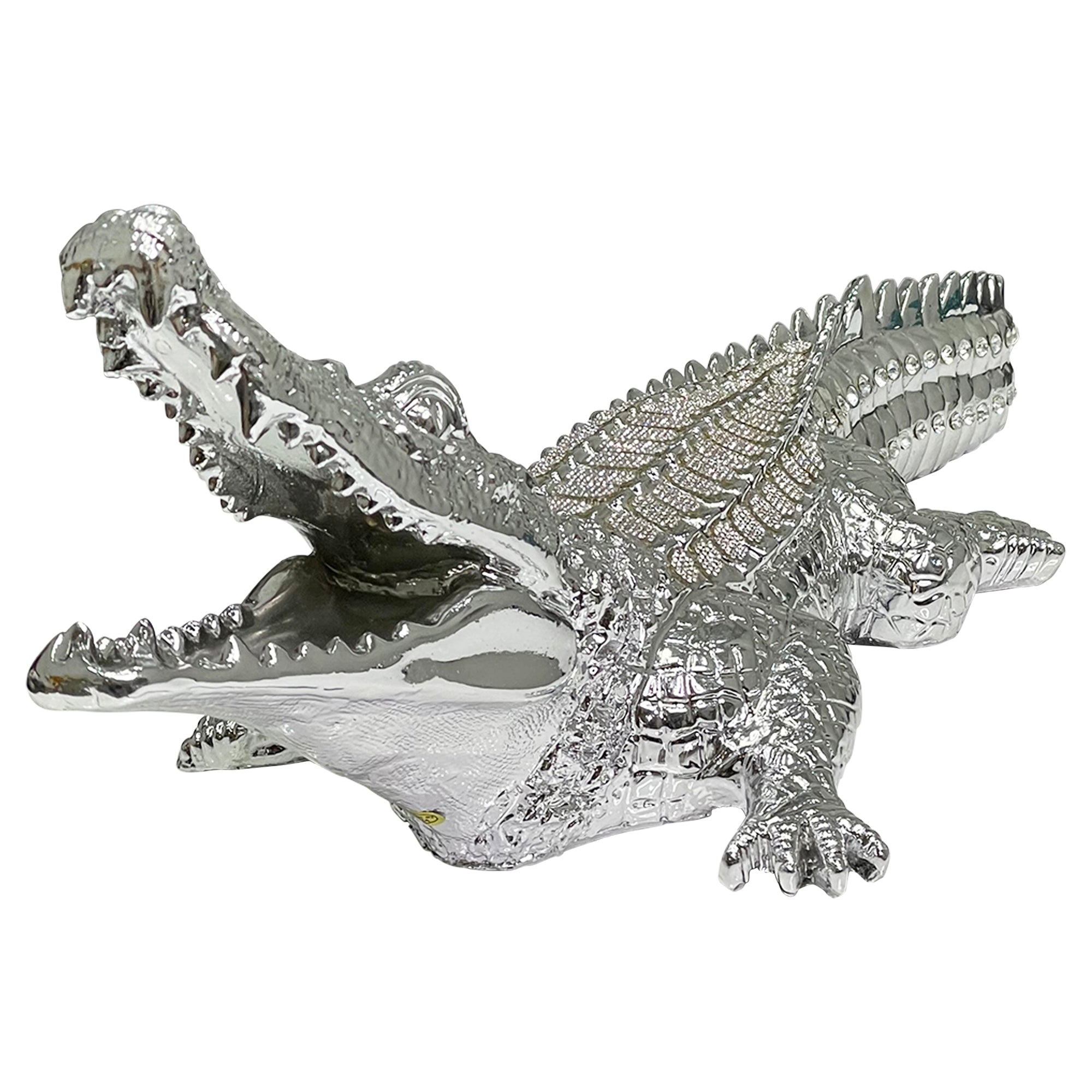 Ambrose Diamond Encrusted Chrome Plated Crocodile-3