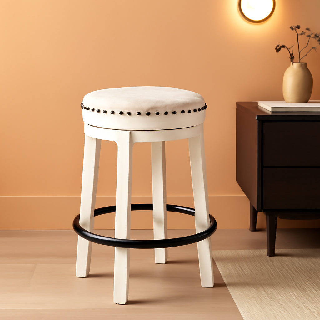 Valebeck 24Inch Counter Height Swivel Stool White Black