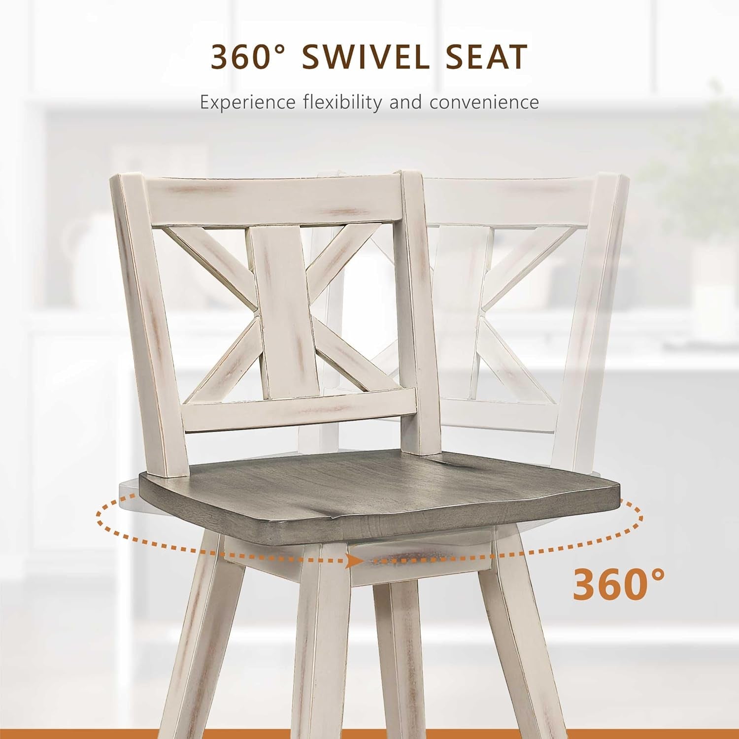 Amsonia Counter Height Swivel Barstool Set 2 White