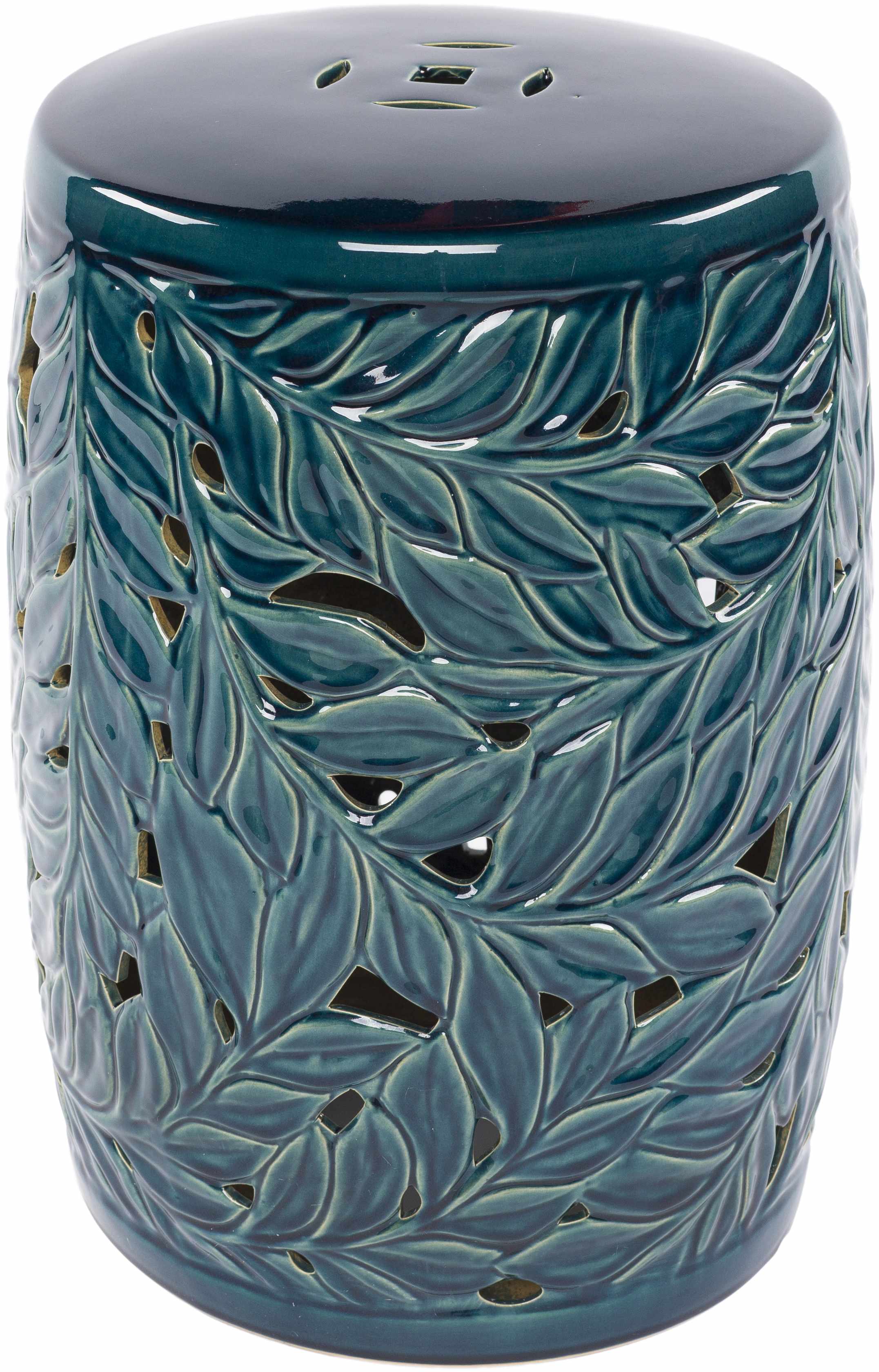 Daguioman Teal Leaf Ceramic Stool-0