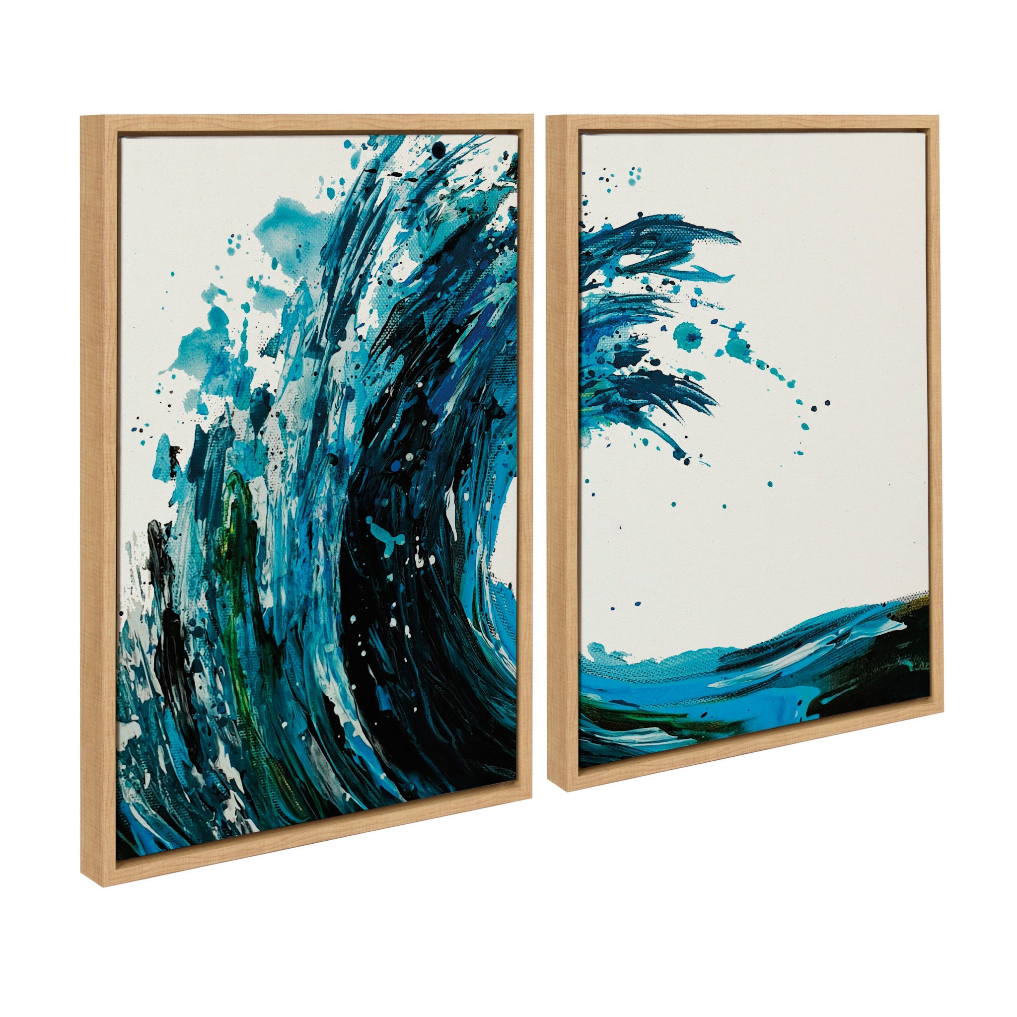 Sylvie Wave 1 and 2 Framed Canvas Art Set