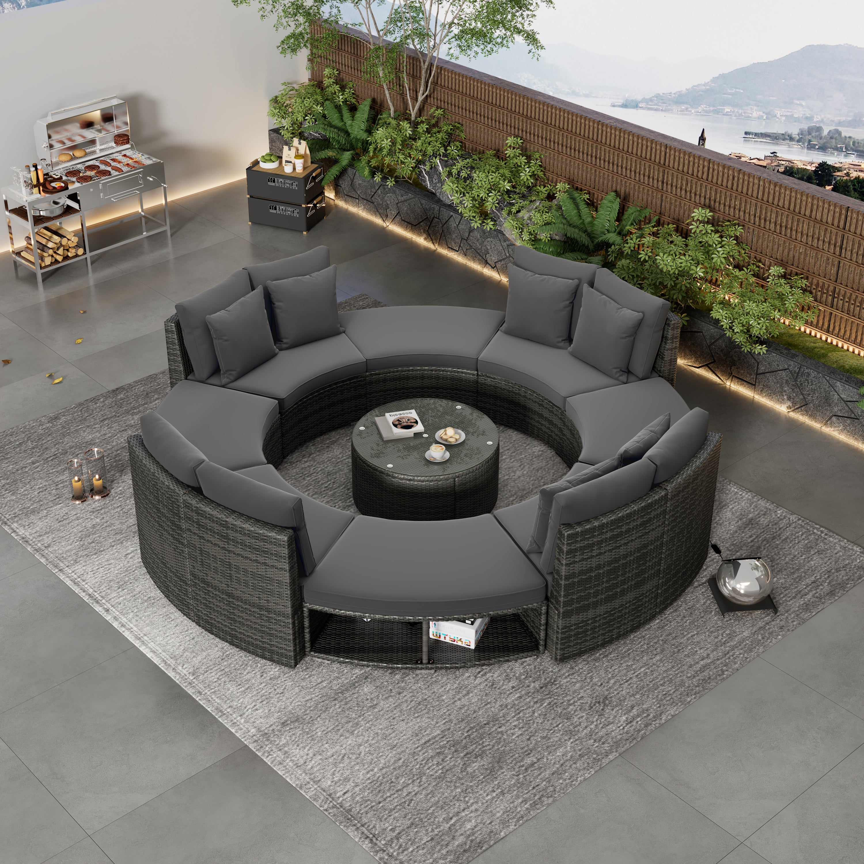 9-Piece  Luxury Circular Outdoor Patio Furniture-3