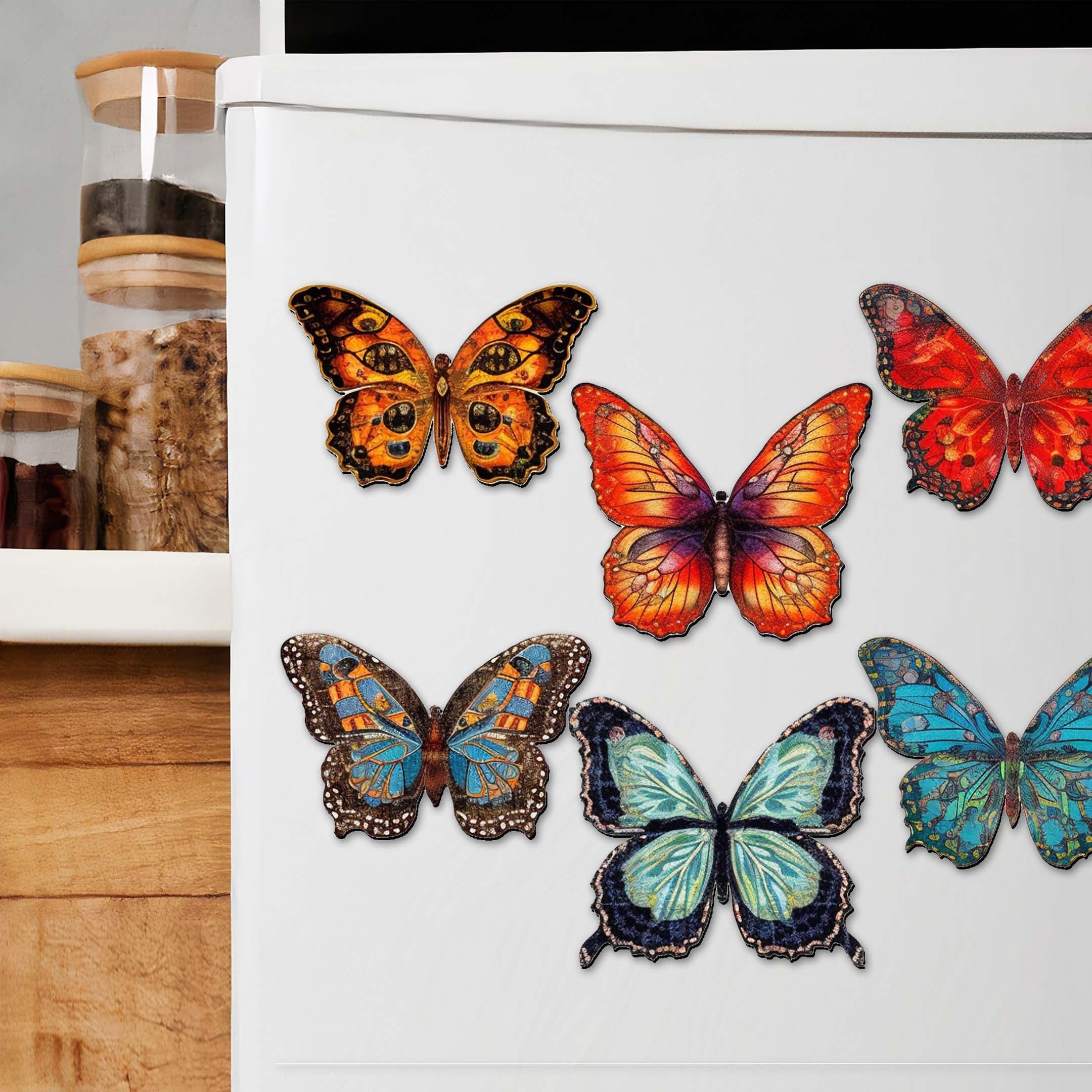 Summer Butterfly Decorative Wooden Magnets Set of 6 by G. Debrekht | Wildlife Décor - 8090012-2G-S6-0