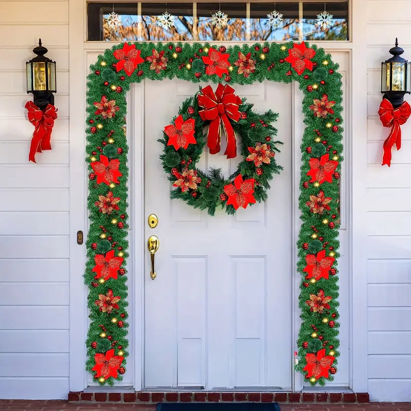 Enchanted Glow: Battery-Powered Artificial Christmas Garland Lights-3