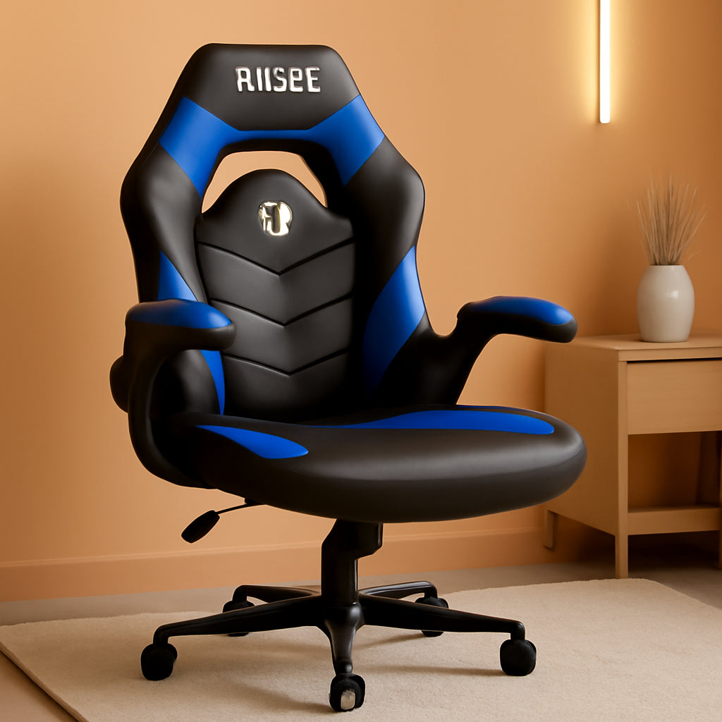 Blue Ergonomic Gaming Chair With Adjustable Height