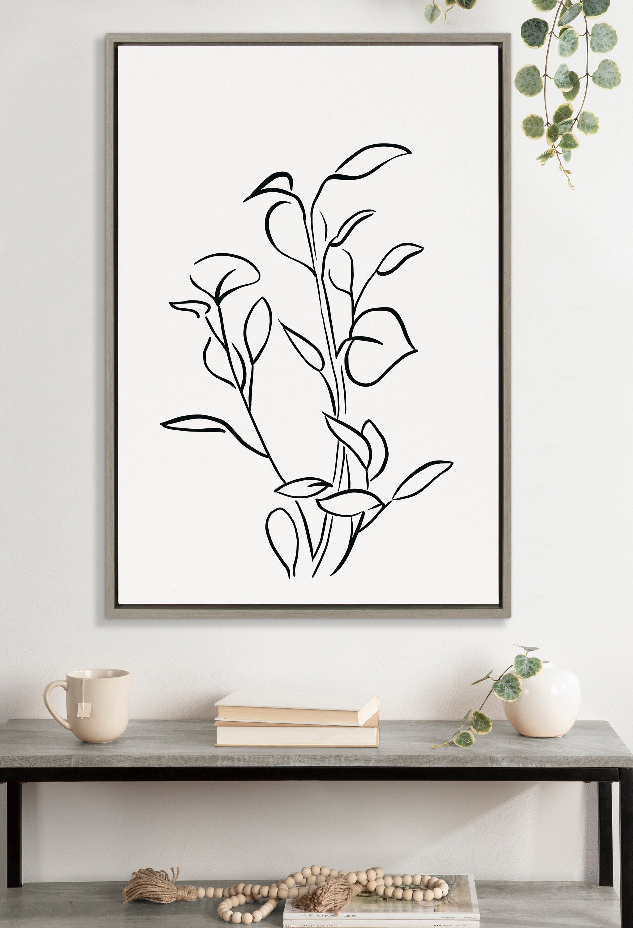 Sylvie Botanical Sketch Print No 2 Framed Canvas by The Creative Bunch Studio