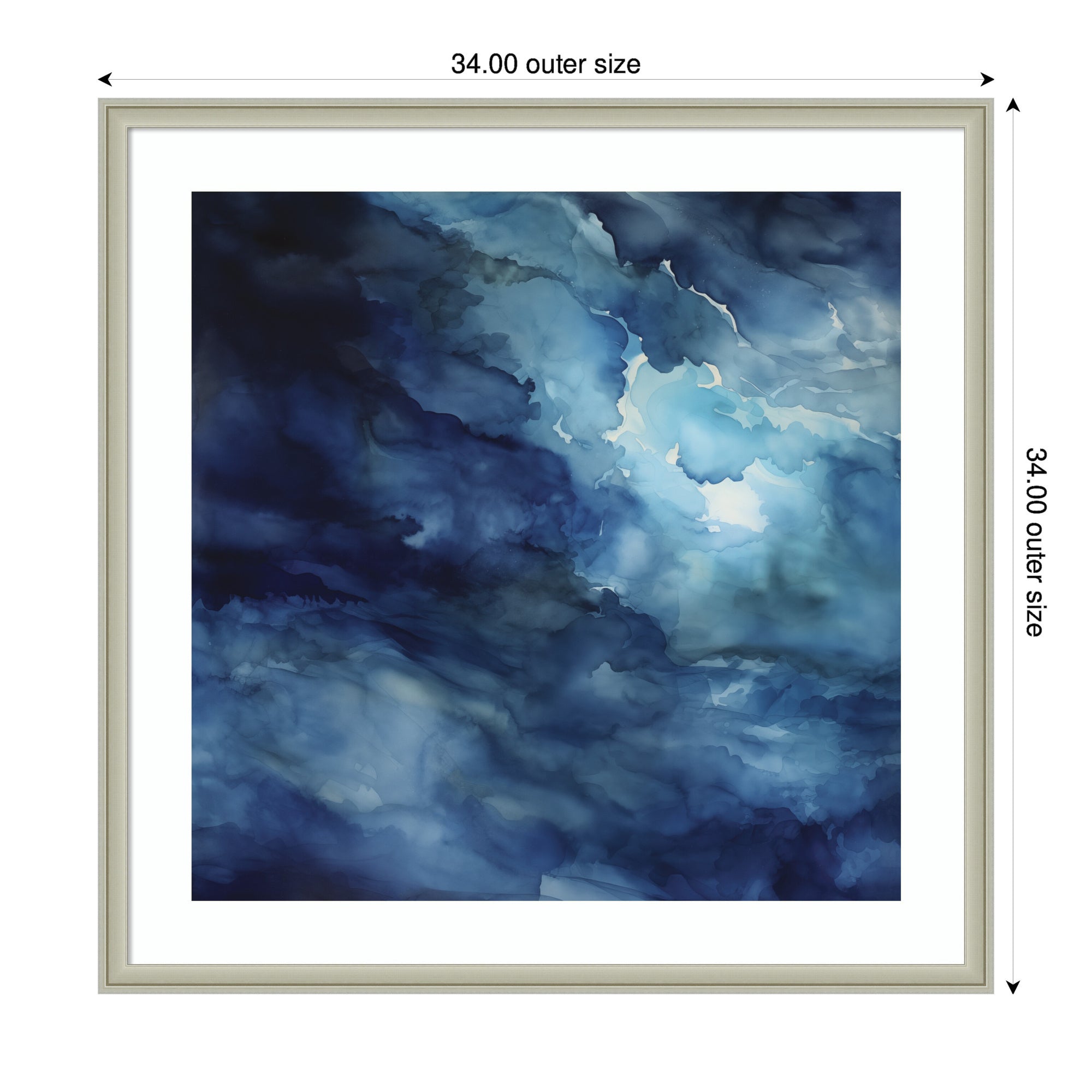 Framed Art Rich Blue Watery Abstract by The Creative Bunch Studio