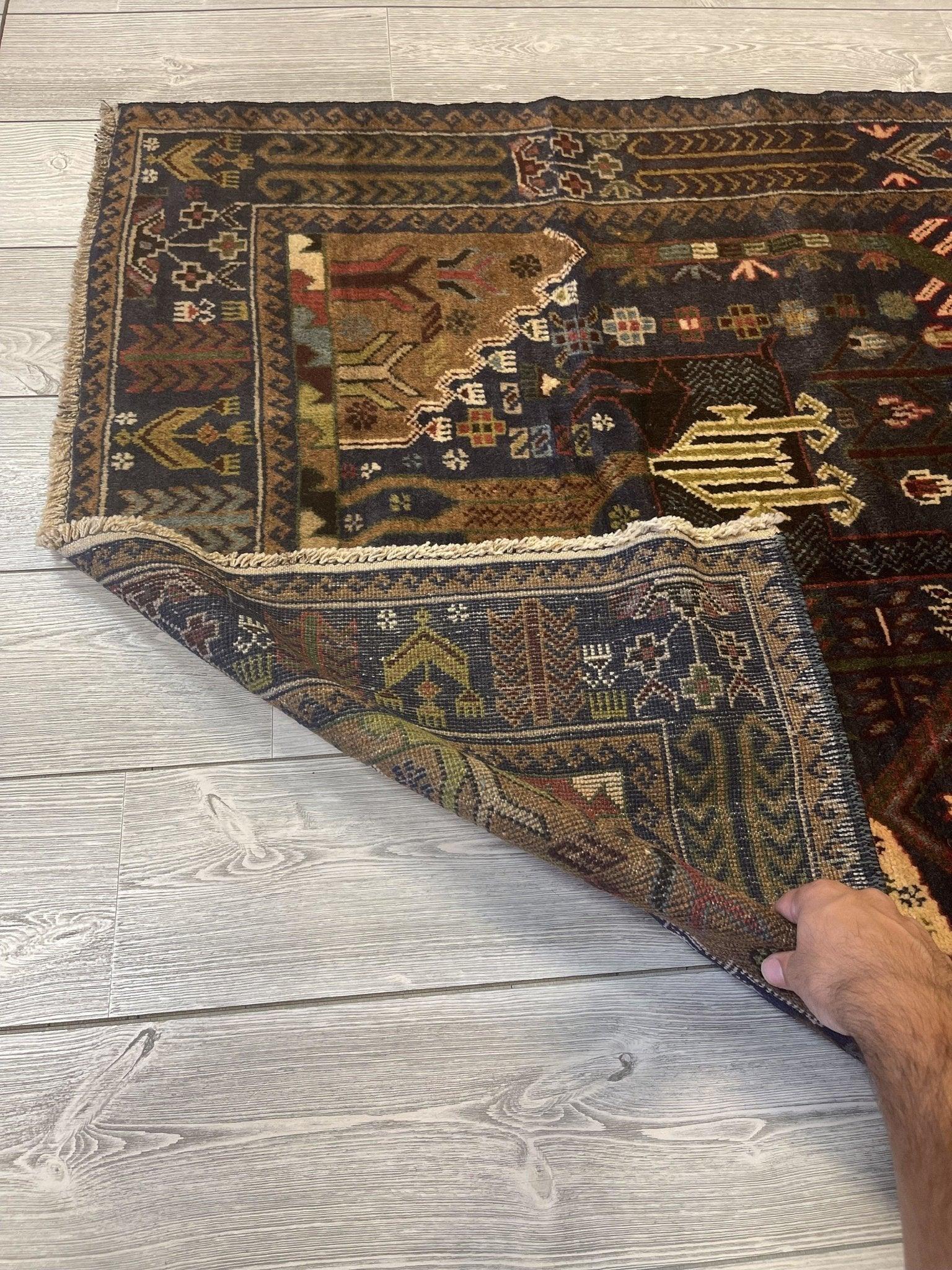 Afghani Vintage Pictorial Rug I Tribal Baluchi 3'6''X5'5''