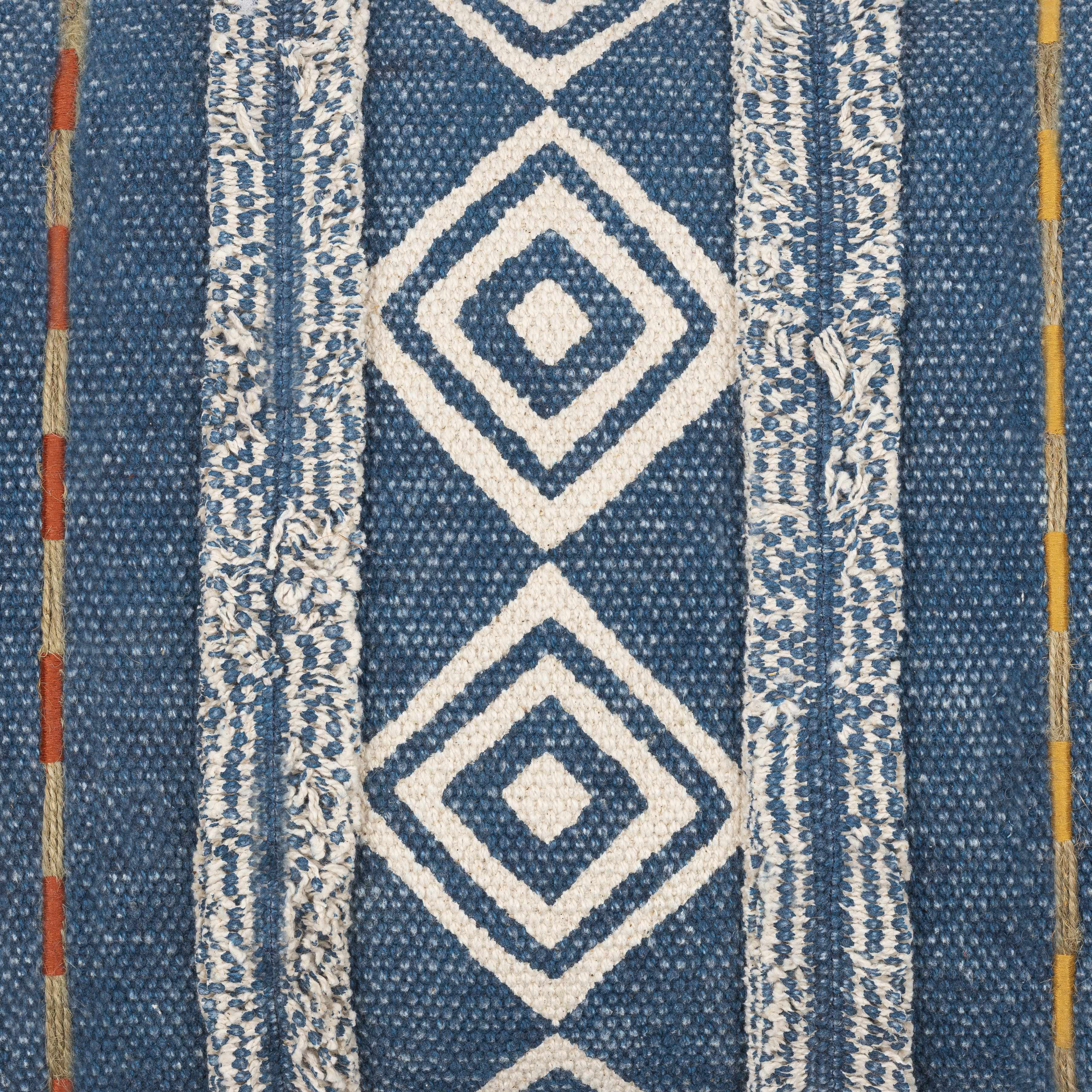 Akyaka Blue Geometric Fringe Throw Pillow - Clearance-3