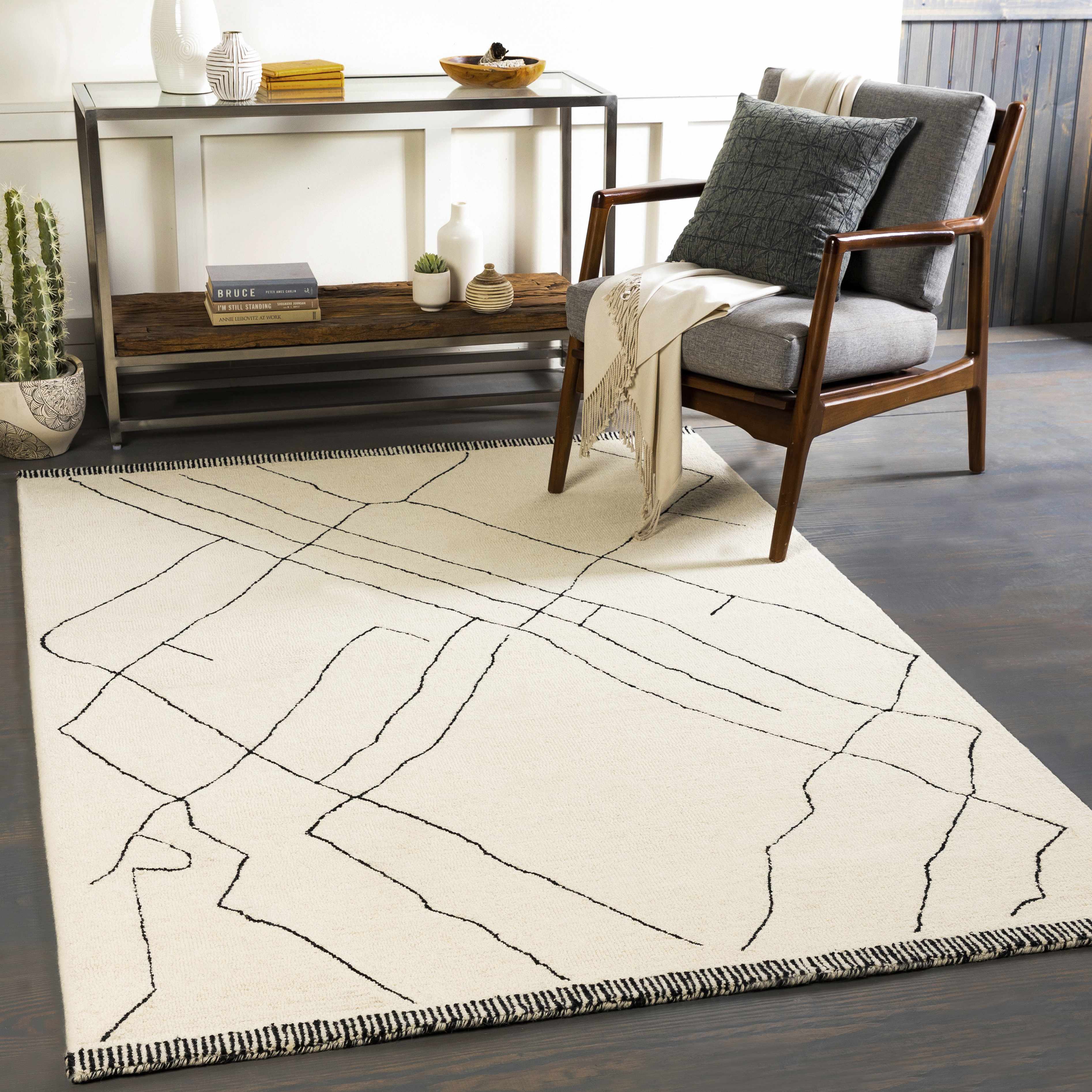 Alaca Arsenal Cream Wool Rug-0