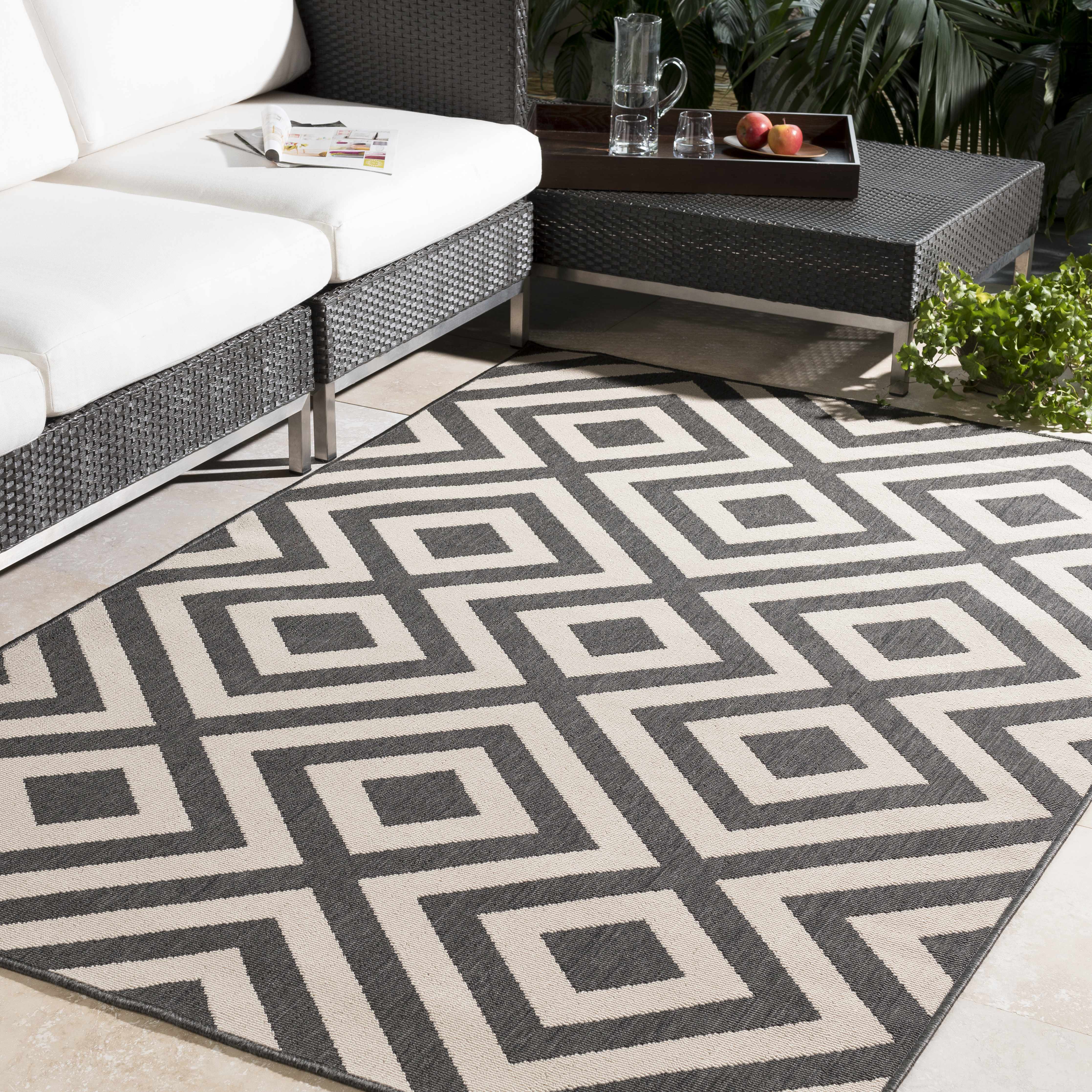 Spilsby Black Trellis Outdoor Rug-1