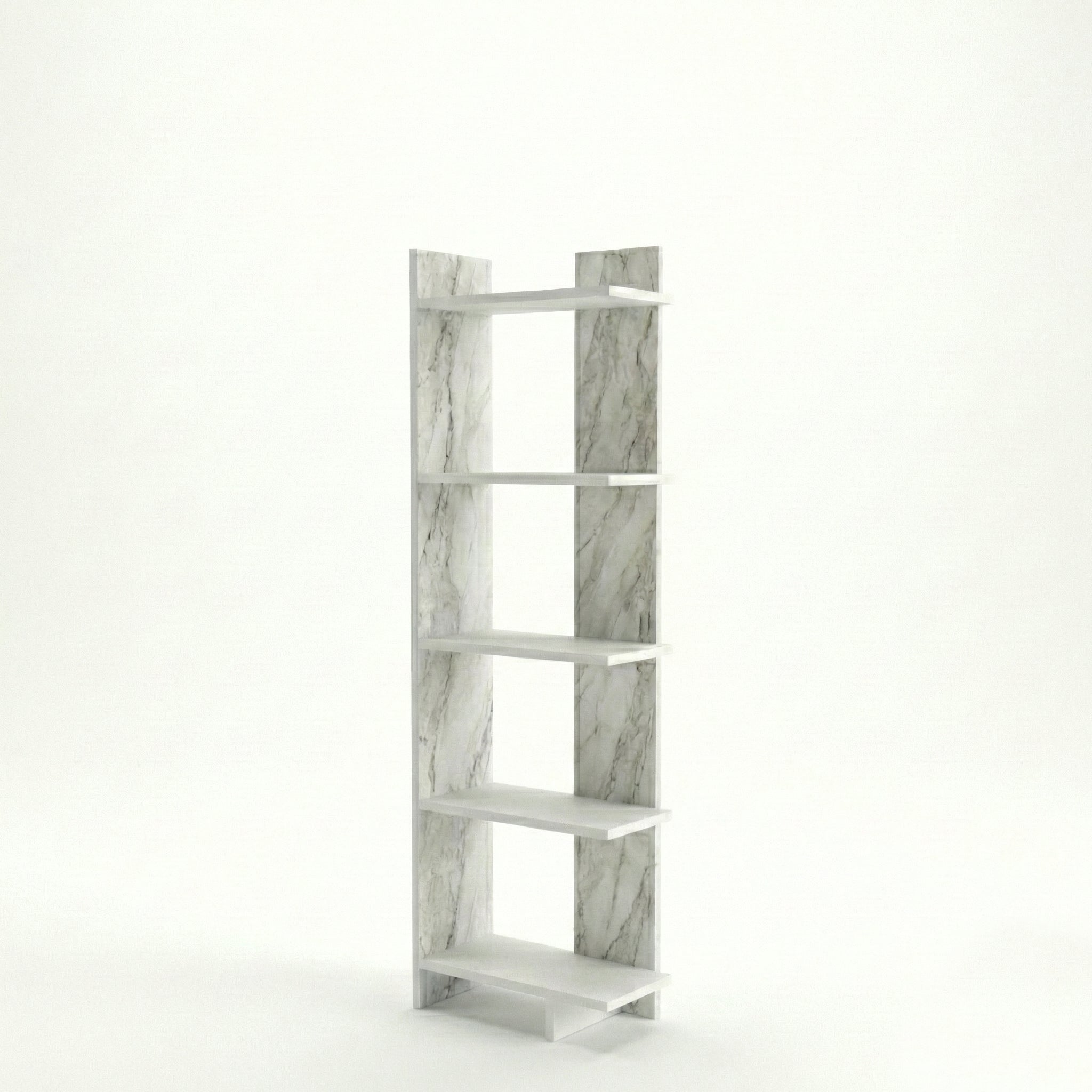 Alice 67” Corner Bookcase – 5-Tier Narrow L-Shaped Wall-Mounted Corner Bookshelf