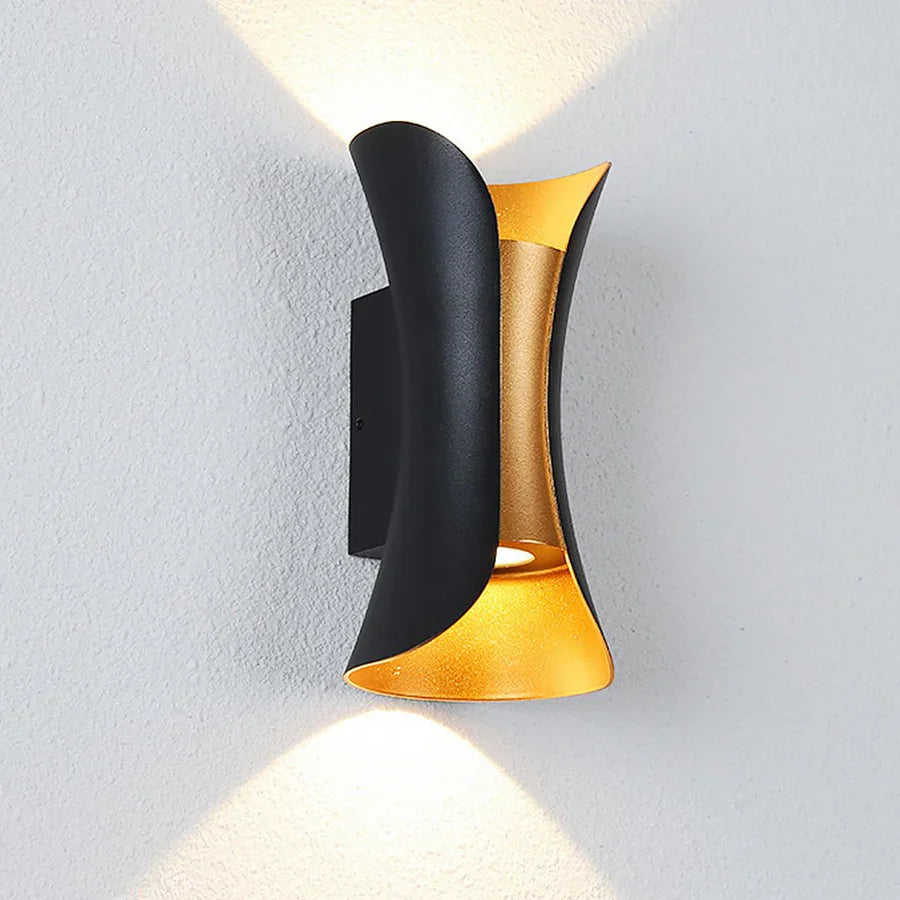 Black Golden Outdoor Wall Scone Curved Wall Lamp-0