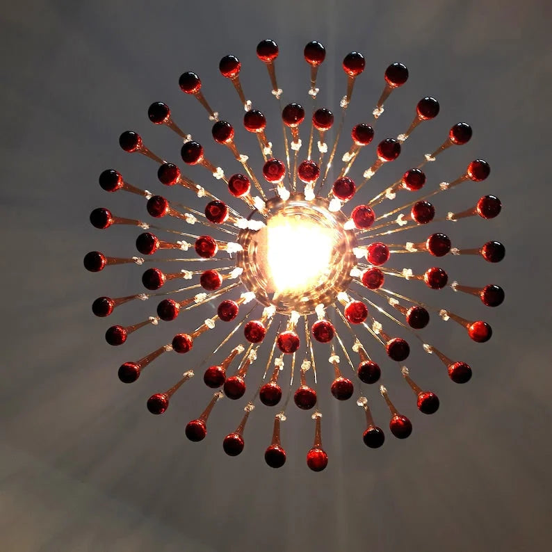 Amberglow Series | Amber Murano-Style Glass Chandelier with Crystal Accents for Dining