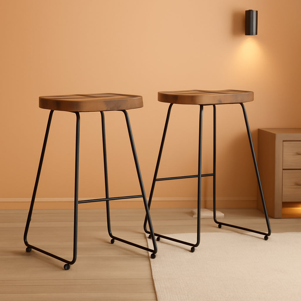 Amberly Natural 24 Inch Saddle Counter Height Bar Stool Set