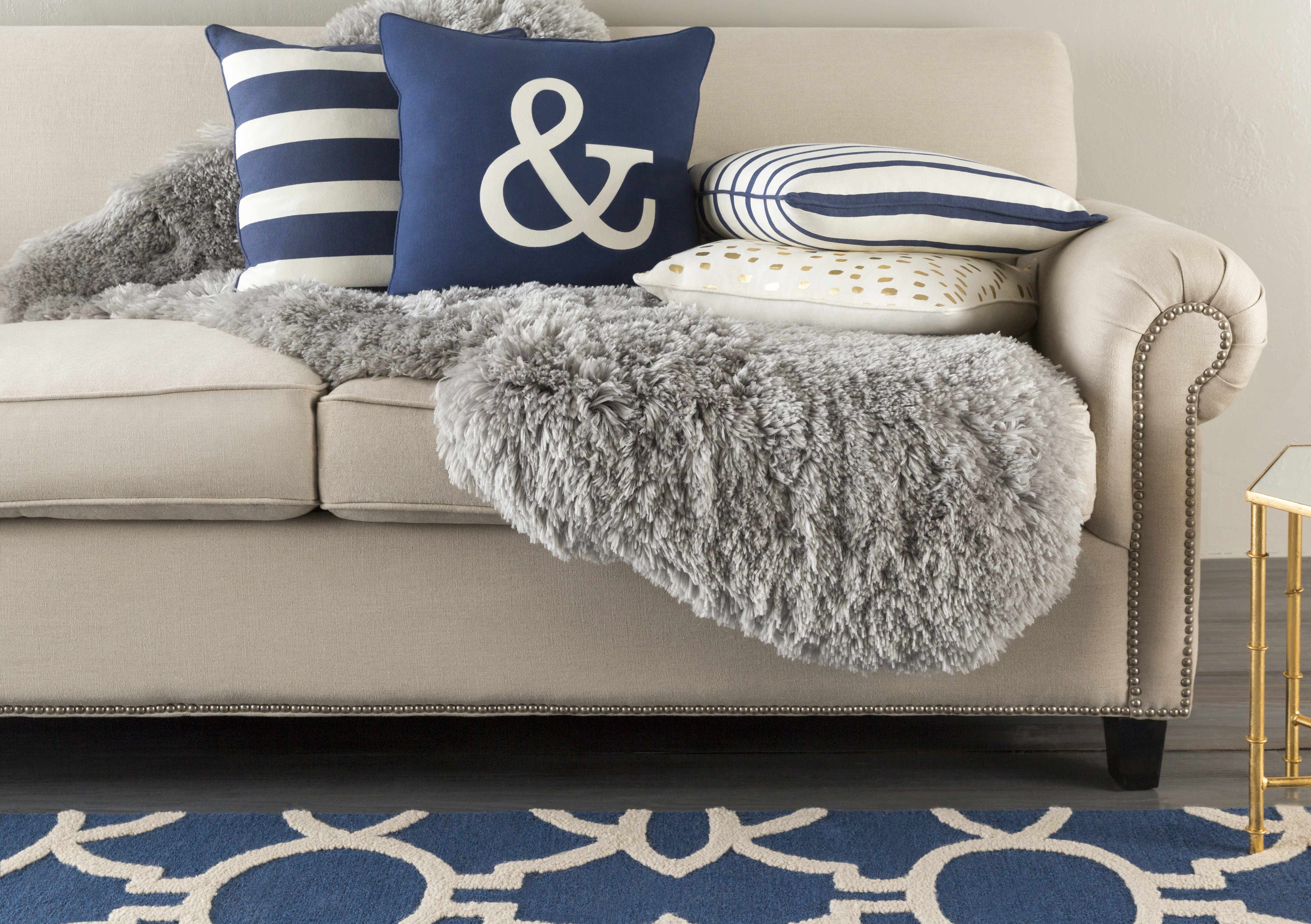 Amherst Navy Ampersand Throw Pillow - Clearance-3