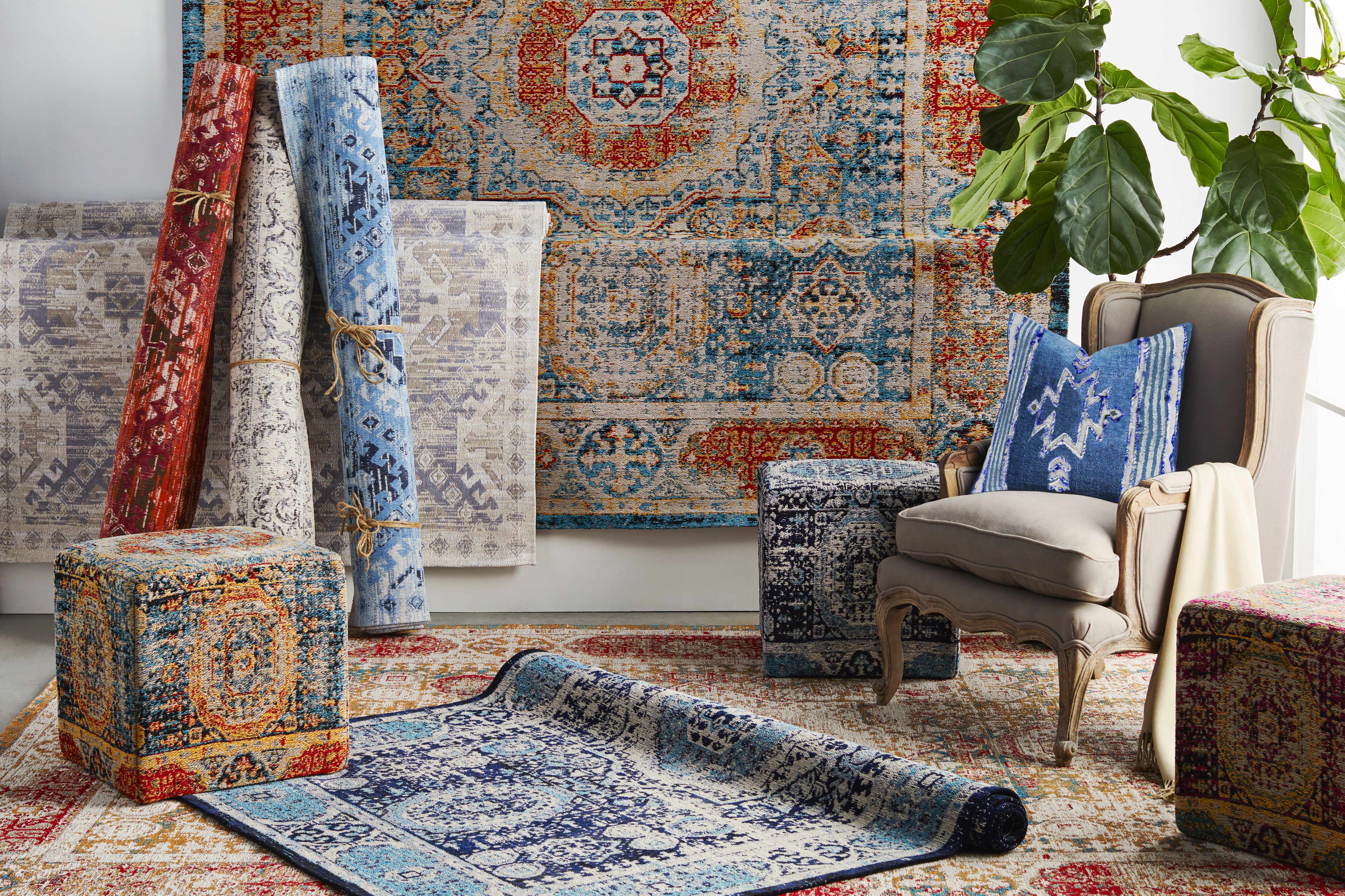 Gretna Magenta Ottoman Pouf-1