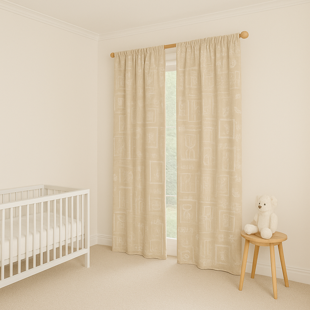 Soft Linen Animal Embroidered Nursery Curtains – 5 Colours – Blackout or Cotton Lined – Custom Sizes – Rod or Track Compatible-3