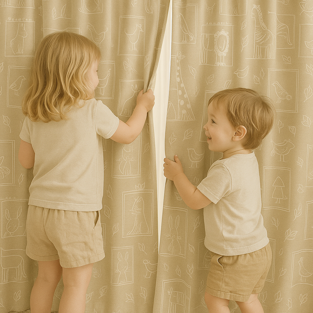 Soft Linen Animal Embroidered Nursery Curtains – 5 Colours – Blackout or Cotton Lined – Custom Sizes – Rod or Track Compatible-4