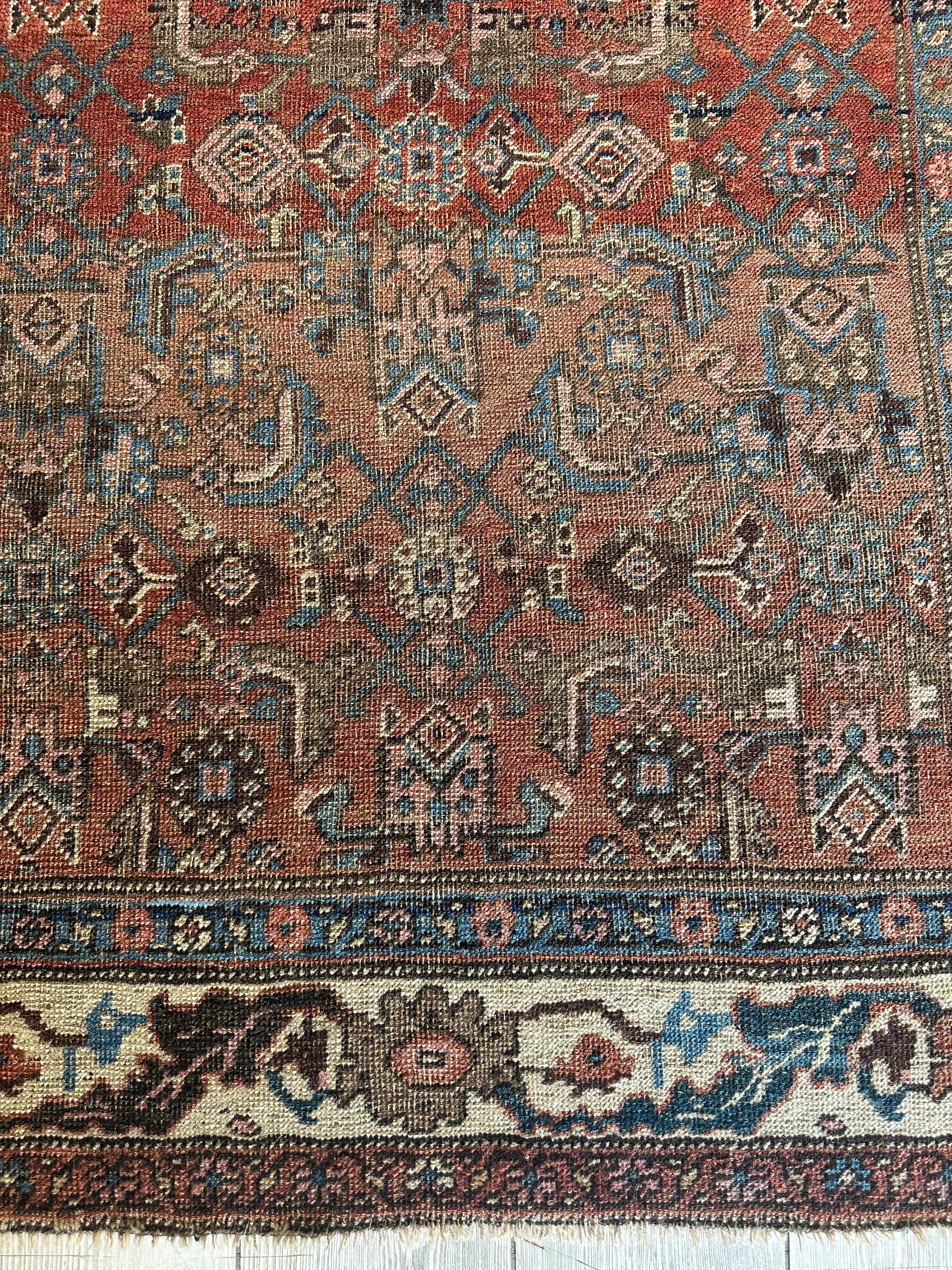 Antique Late 19th Century Persian Kurdish Gholtogh Rug 4 x 7