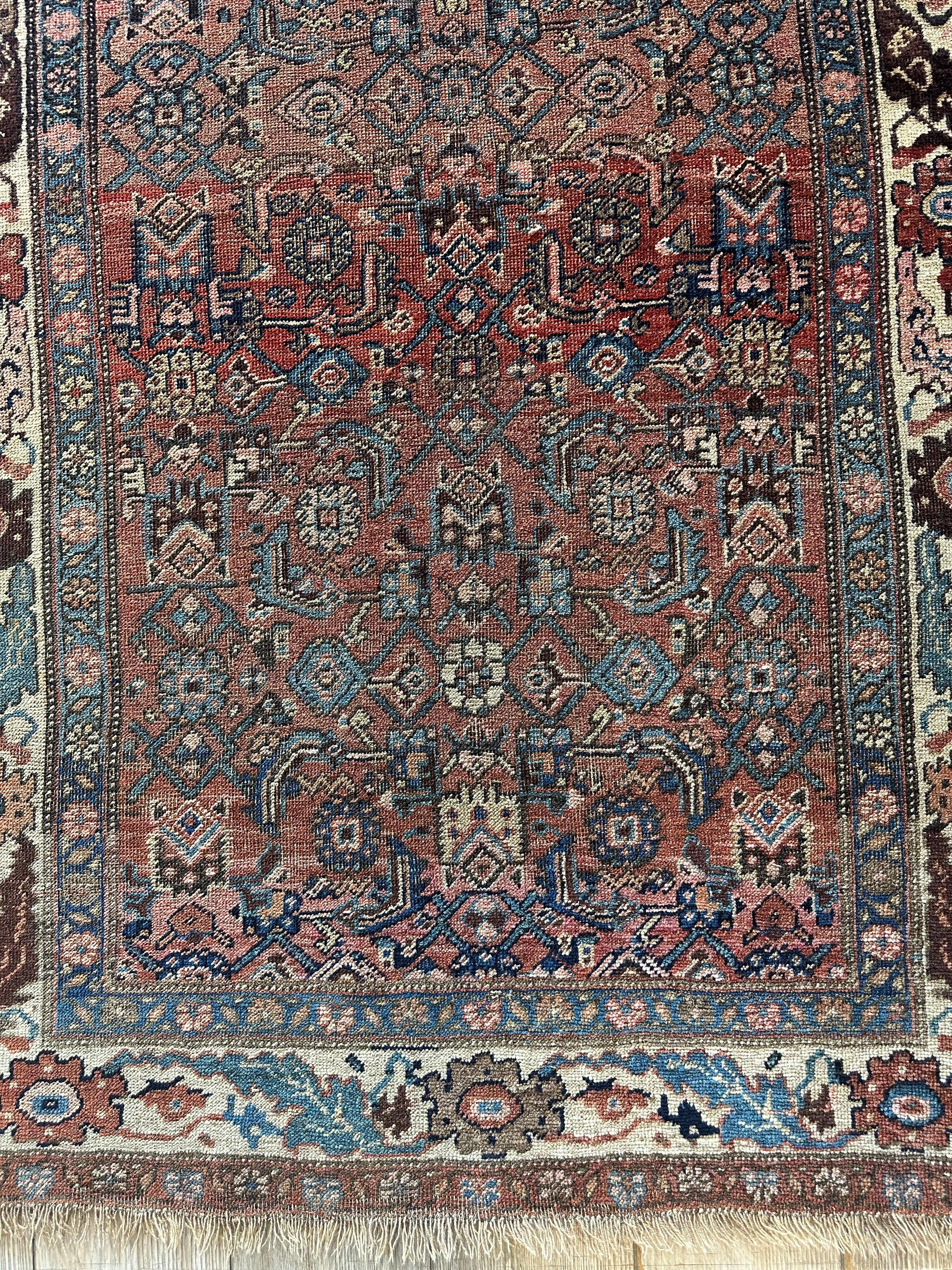 Antique Late 19th Century Persian Kurdish Gholtogh Rug 4 x 7