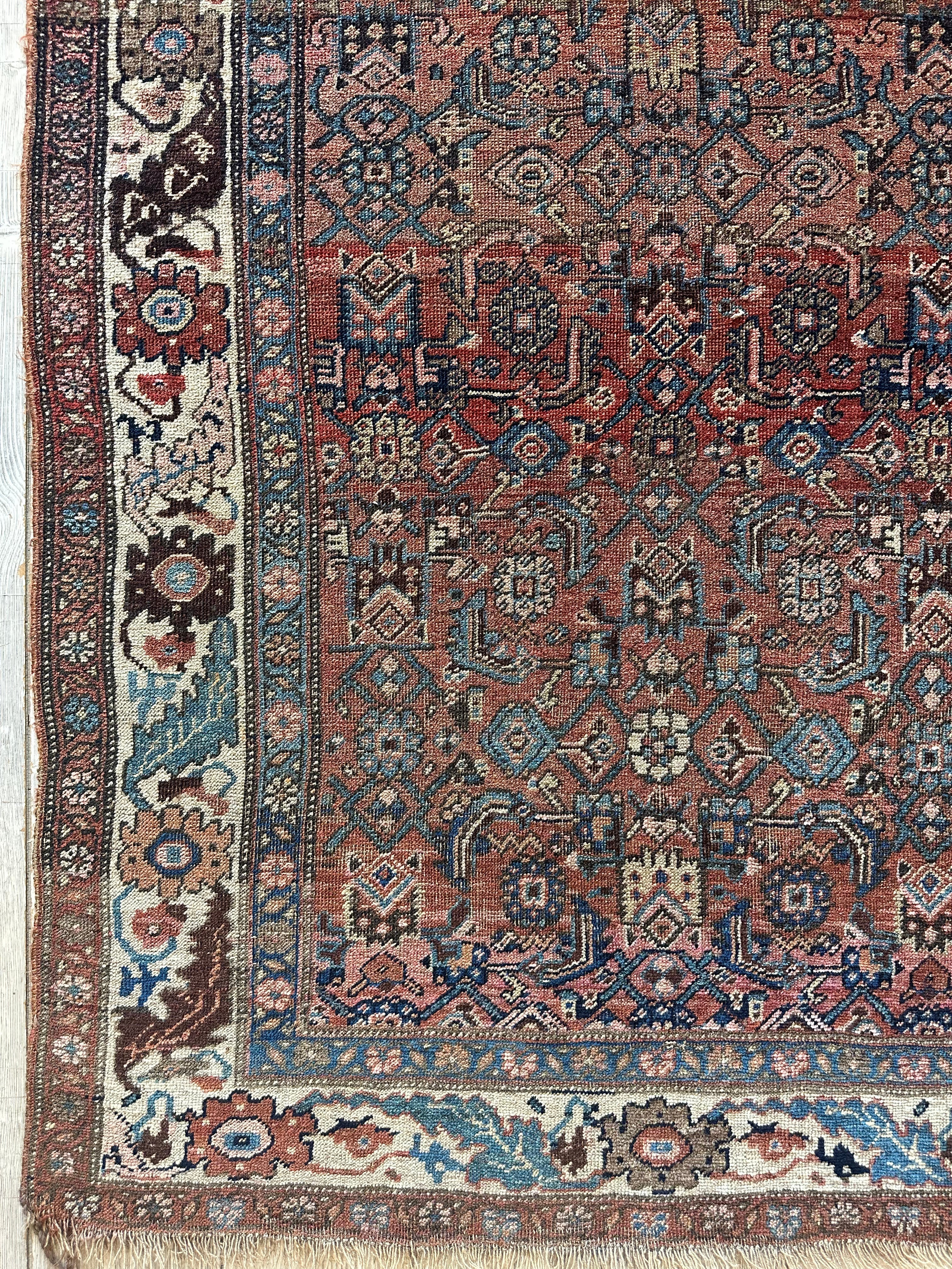Antique Late 19th Century Persian Kurdish Gholtogh Rug 4 x 7