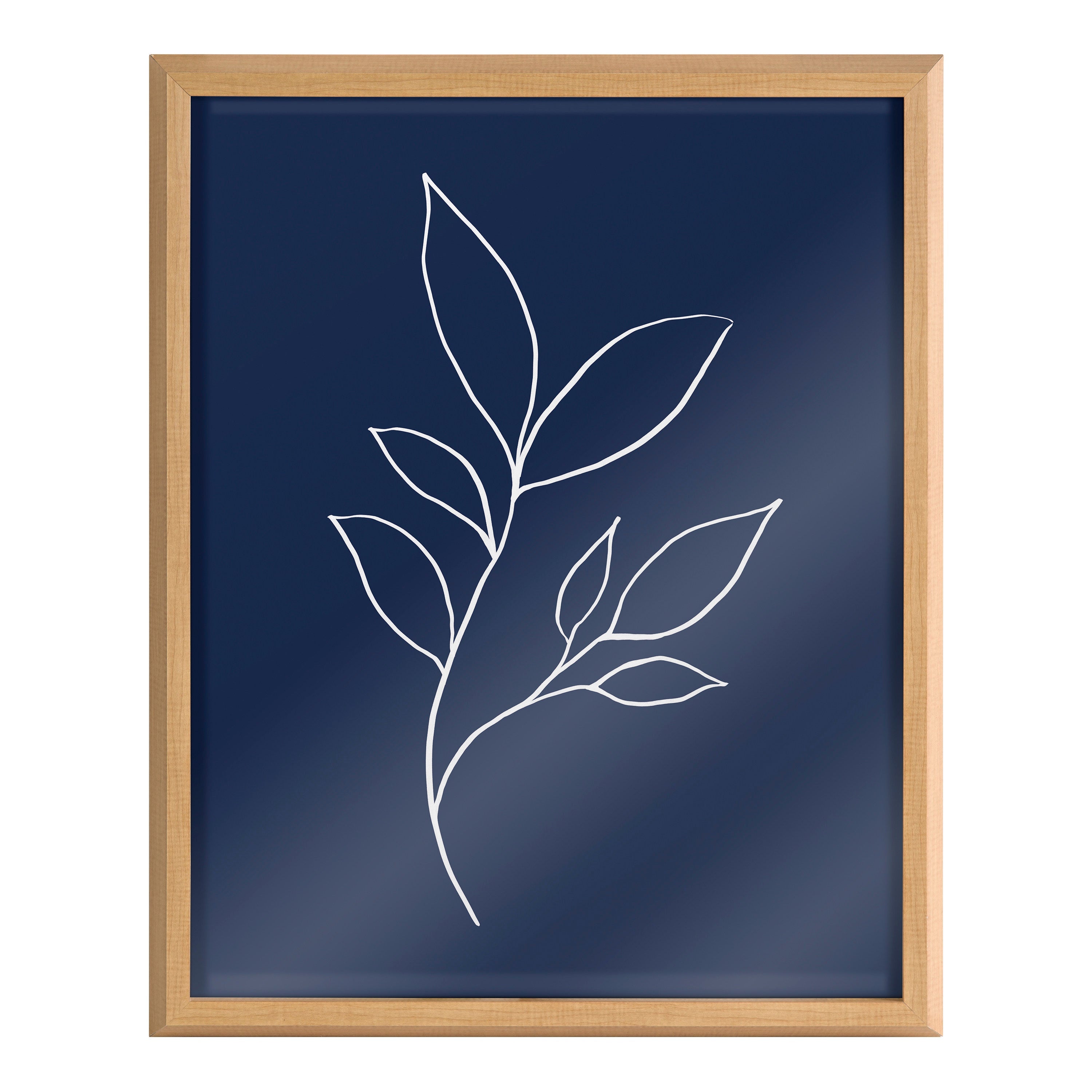 Blake Modern Blue Botanical Line Sketch Print 3 Framed Printed Glass by The Creative Bunch Studio