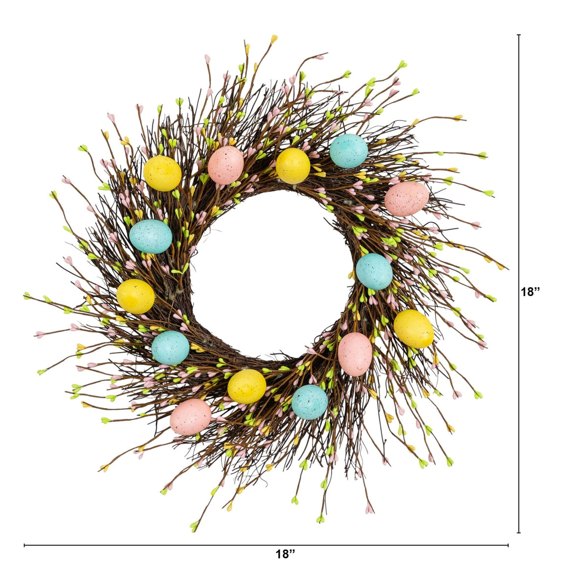 20" Artificial Pastel Easter Egg Twig Wreath