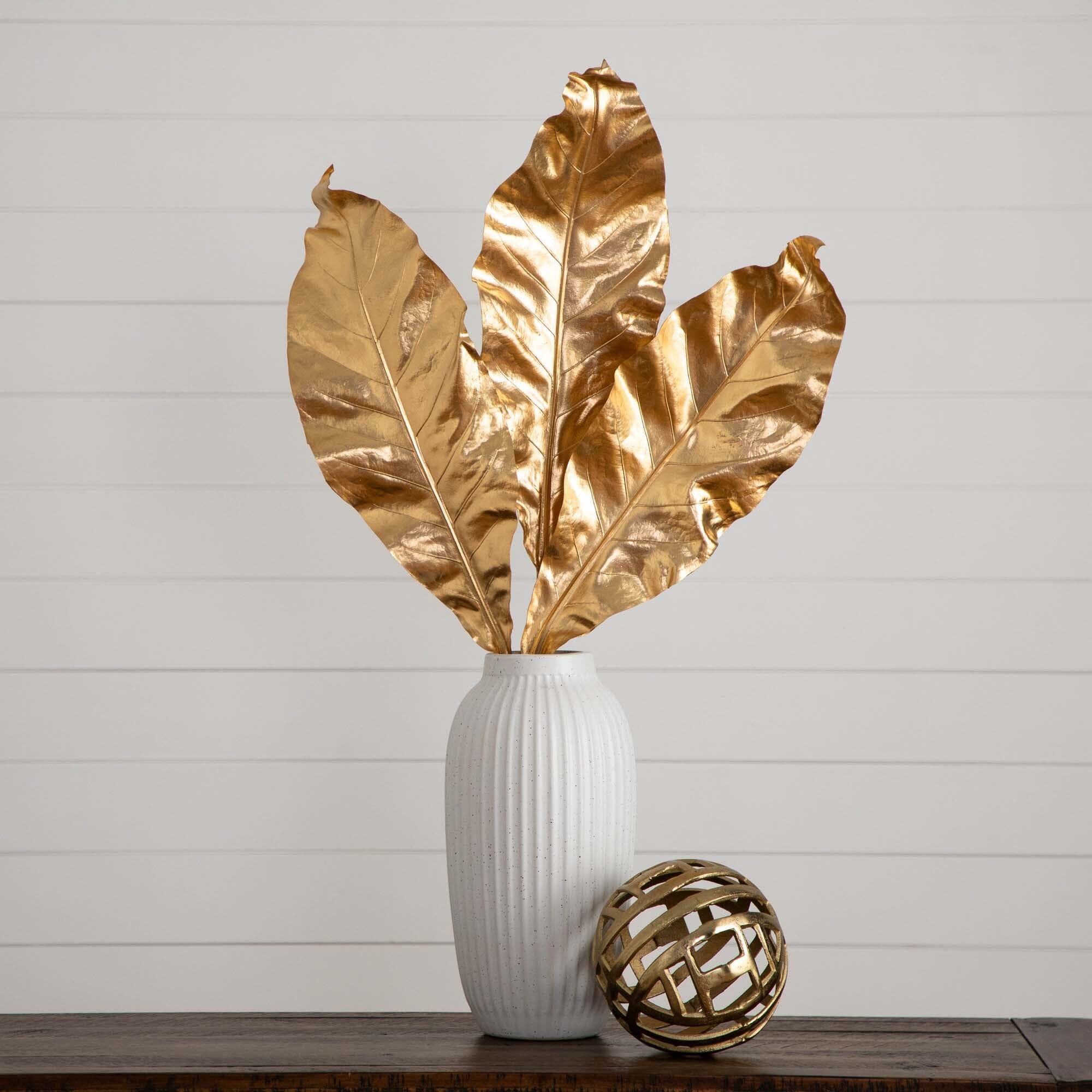 42" Artificial Palm Gold Stems - Set of 3