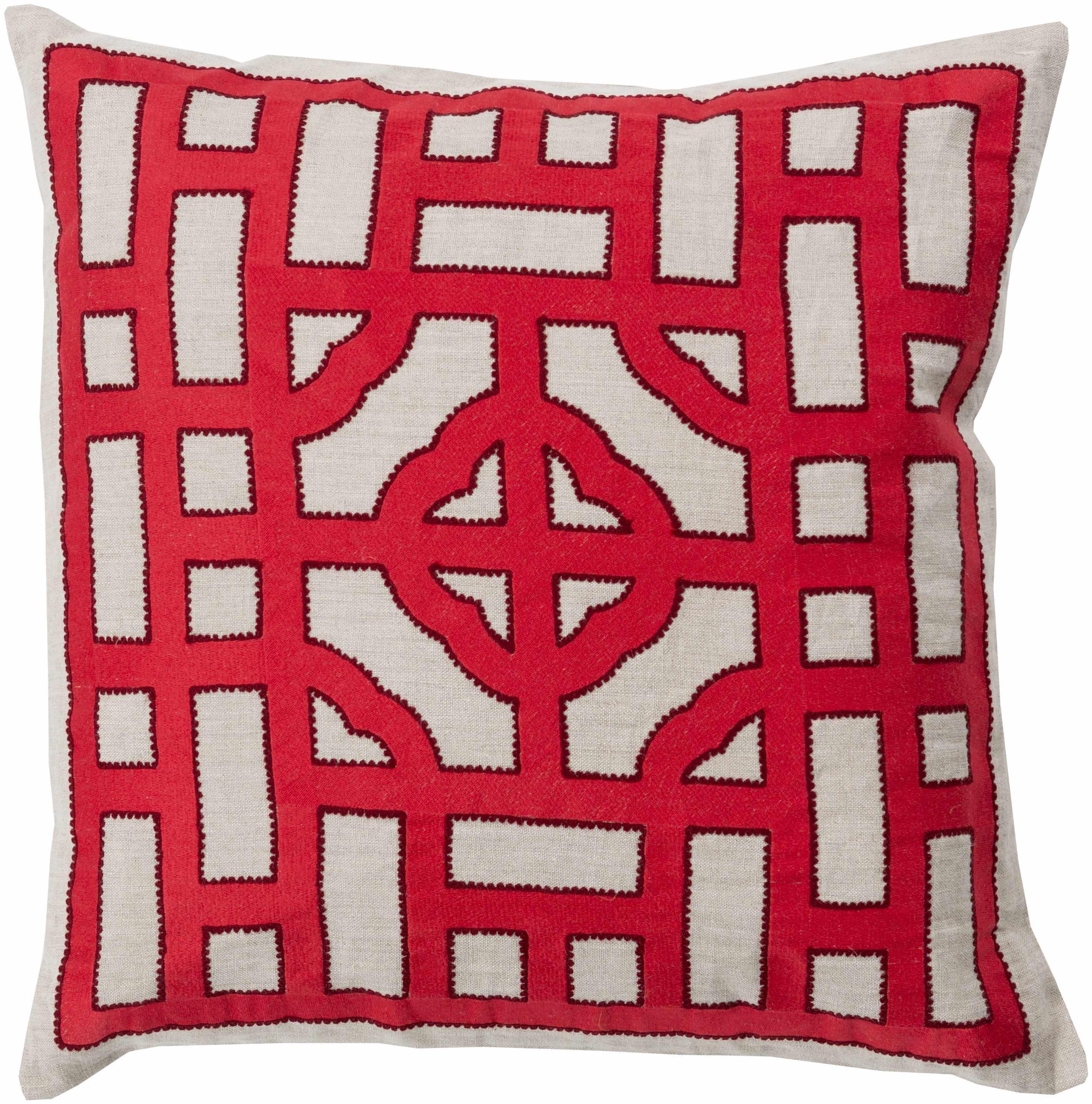 Athelstone Red Geometric Pattern Accent Pillow - Clearance - PRHOMZ