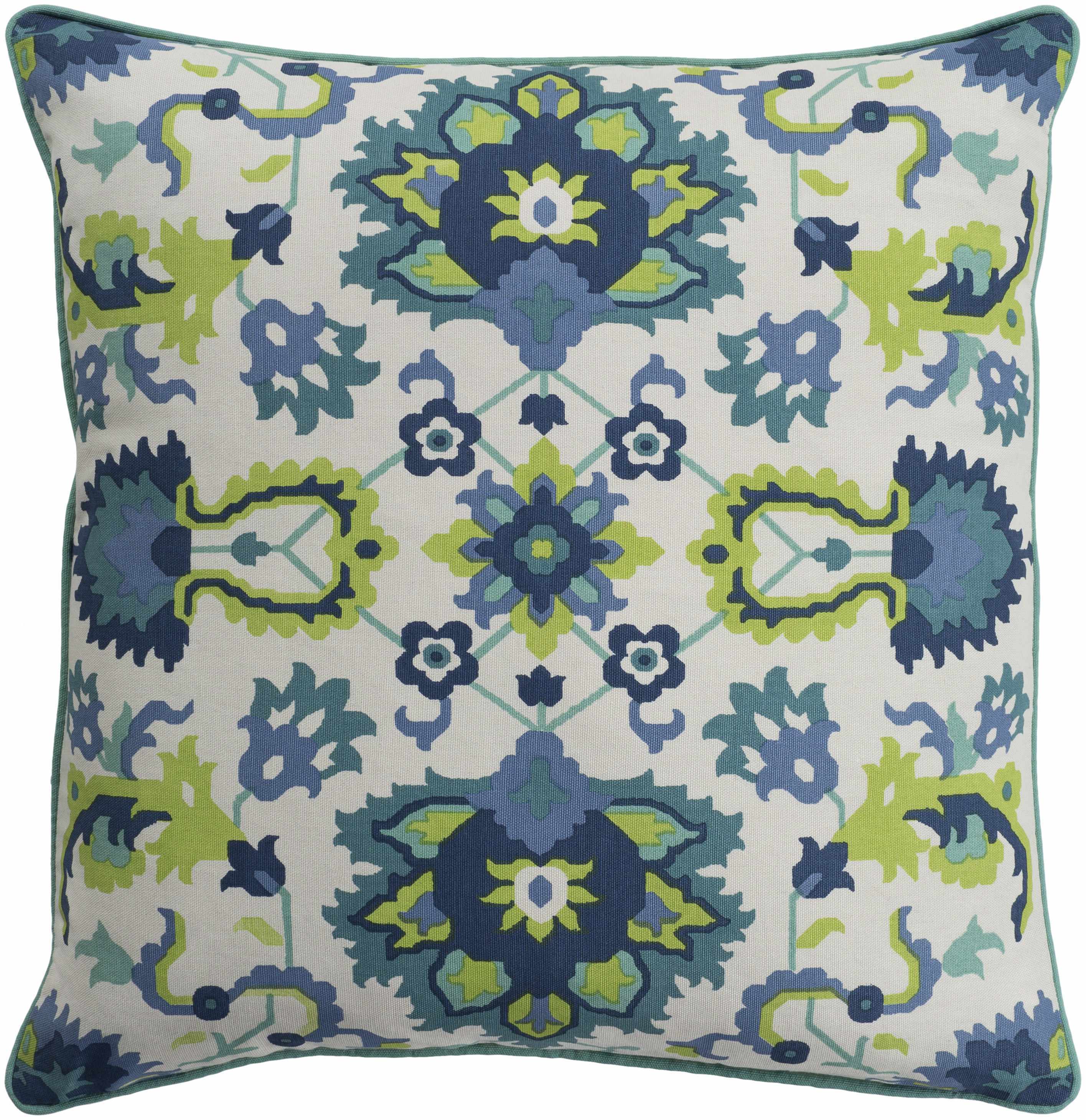 Audley  Navy Green Floral Throw Pillow - Clearance-1