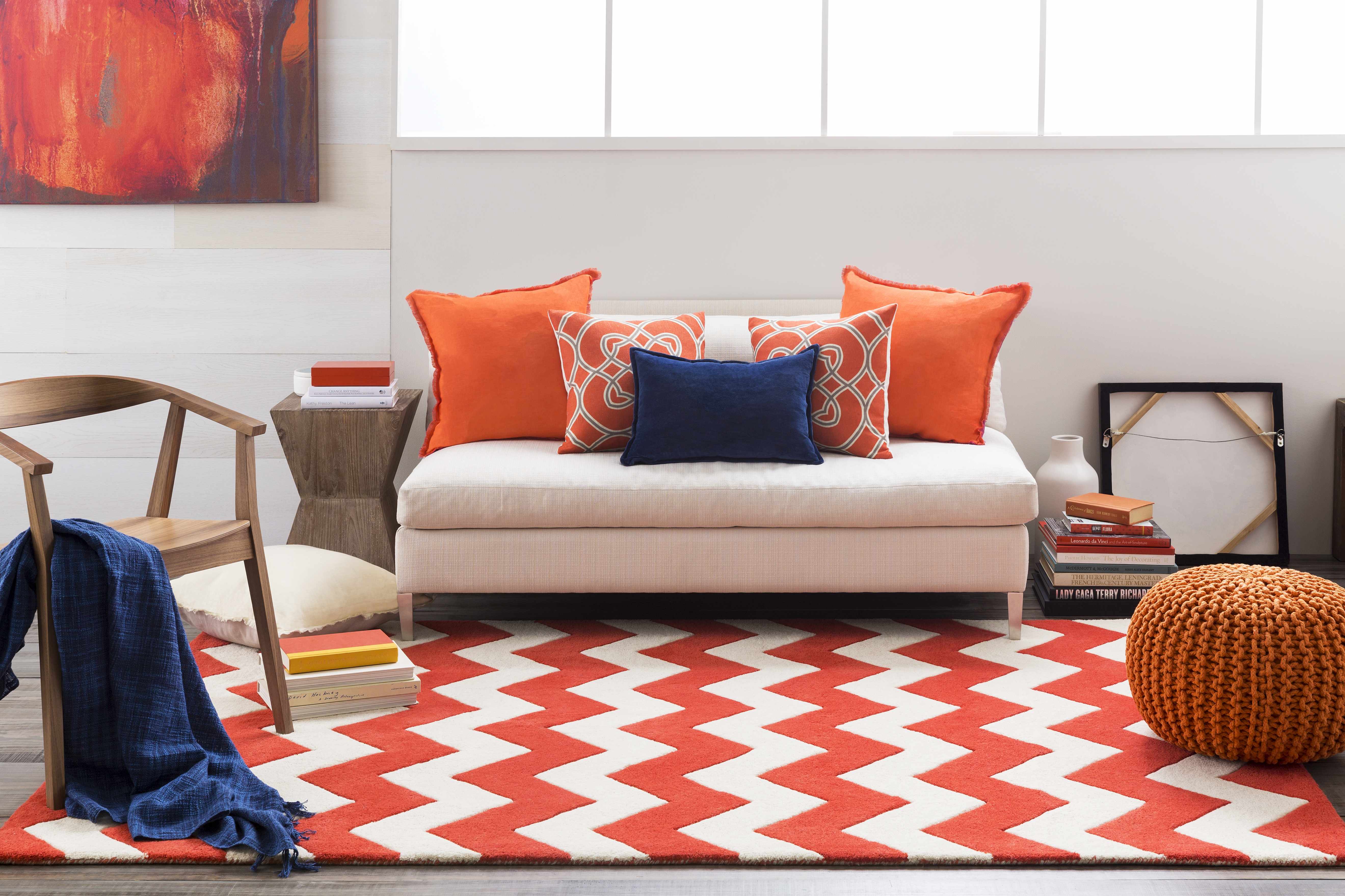 Morimondo Orange Knitted Cotton Pouf-4