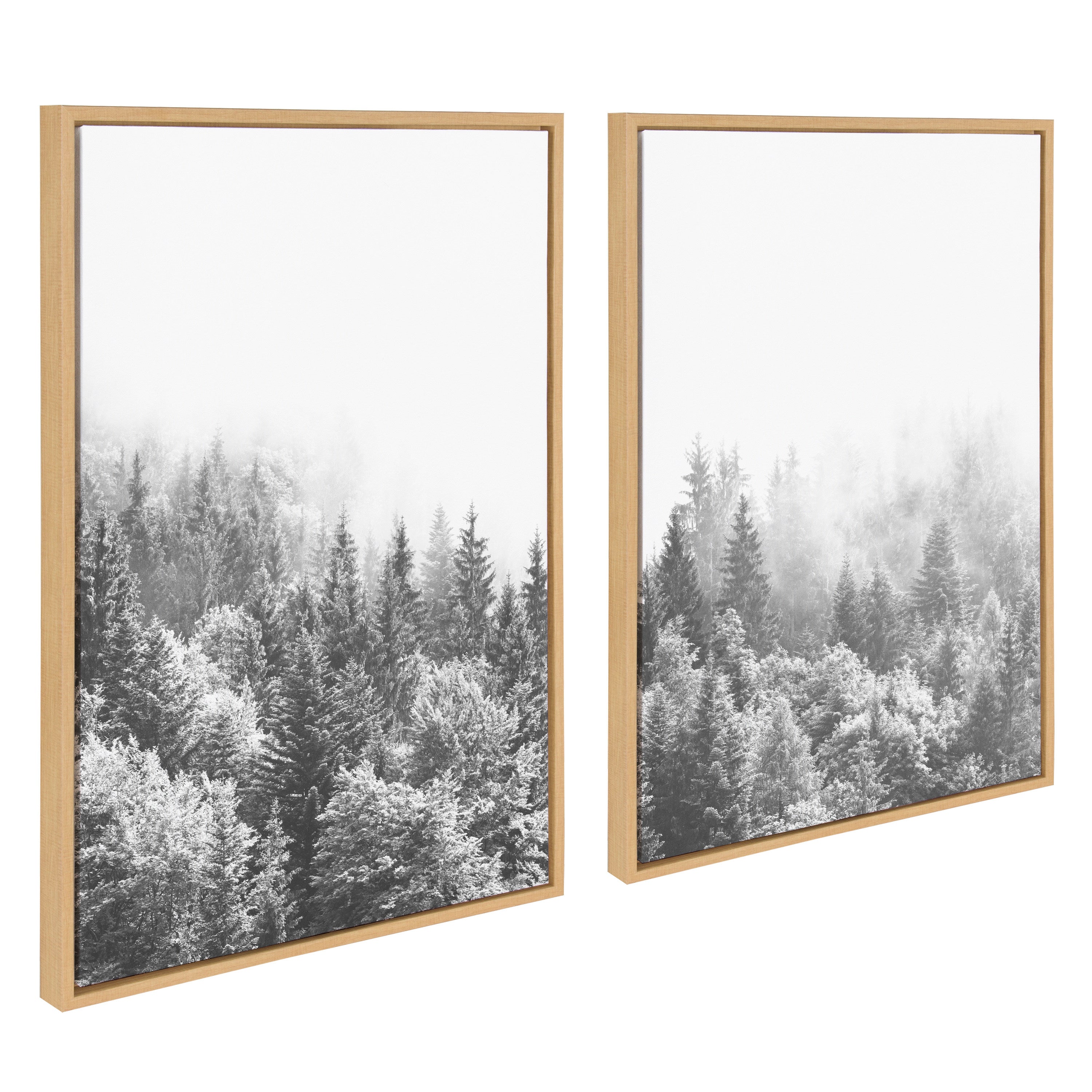 Sylvie Forest On A Foggy Day Black and White Framed Canvas Set by The Creative Bunch Studio