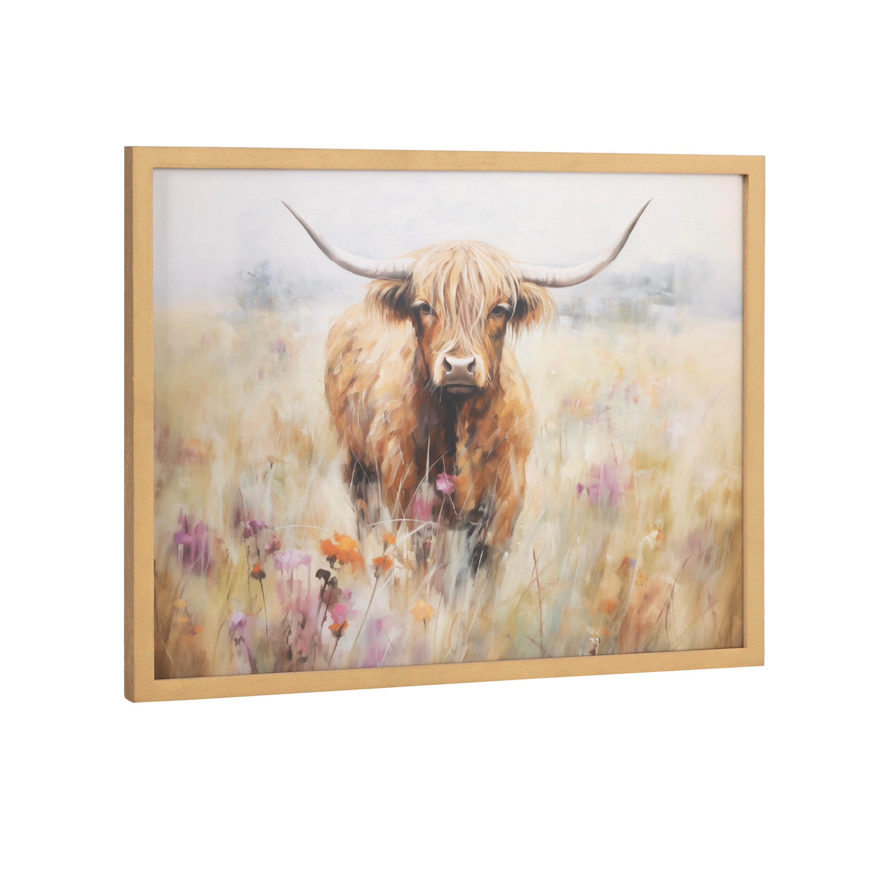 Gallery Highland Cow in a Flower Field Landscape Print by The Creative Bunch Studio