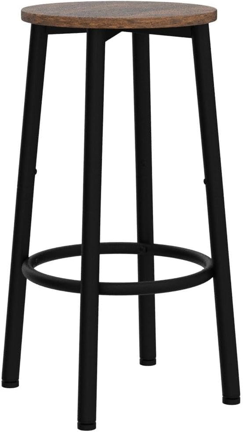 Bar Height Stools Set Of 2 With Footrest Rustic Brown