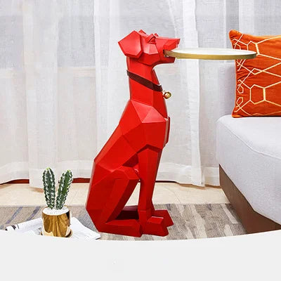 Resin Dog With Tray Statue Floor Standing Dog Tray Home Décor Sculpture